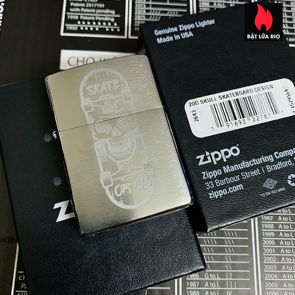 Zippo 200 Skull Skateboard Design