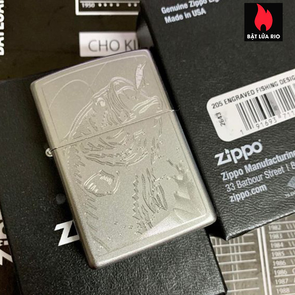 Zippo 205 Engraved Fishing Design