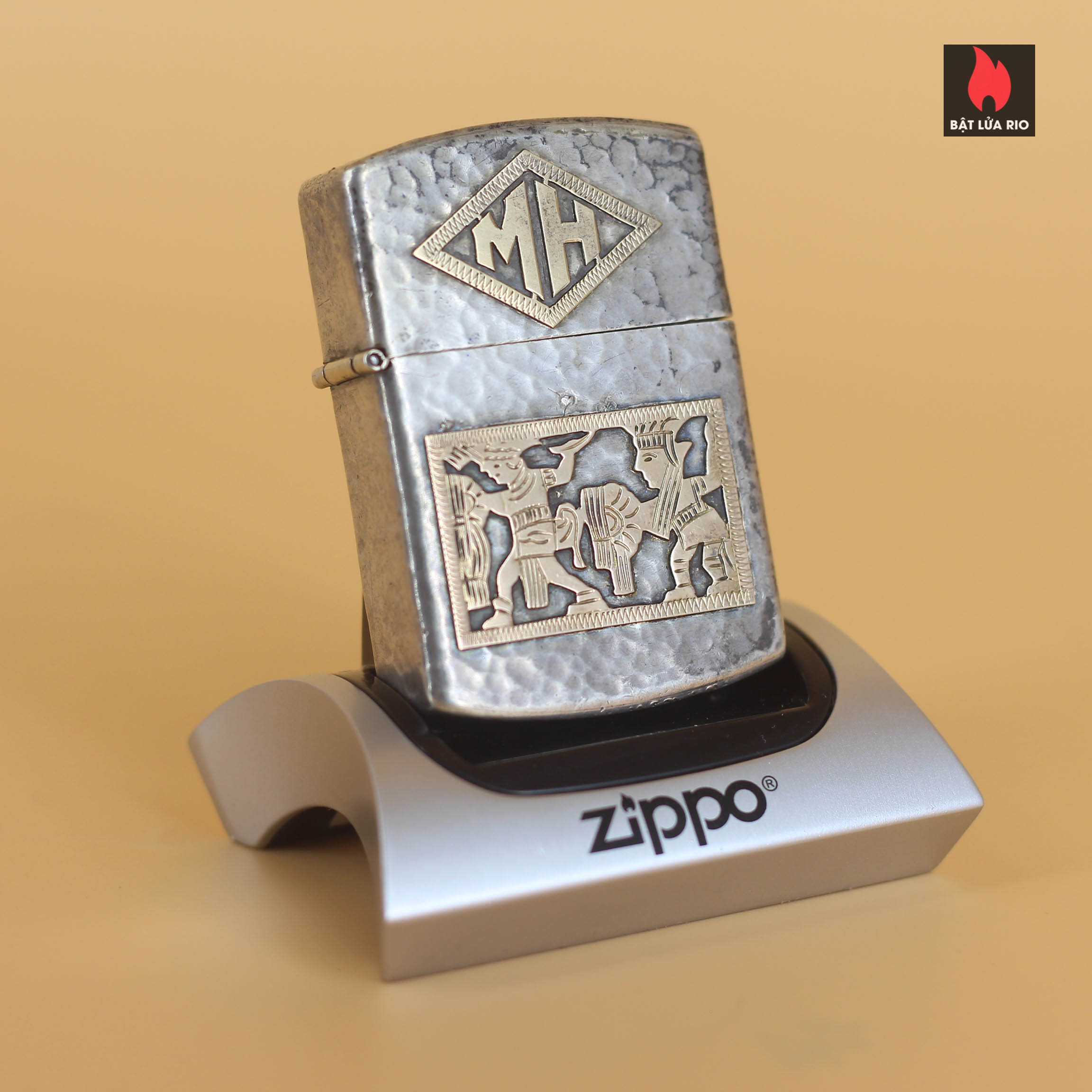 Zippo 1940s - Bạc Khối Guatemala - Sterling Silver 900 - Emblem Vàng Khối 15