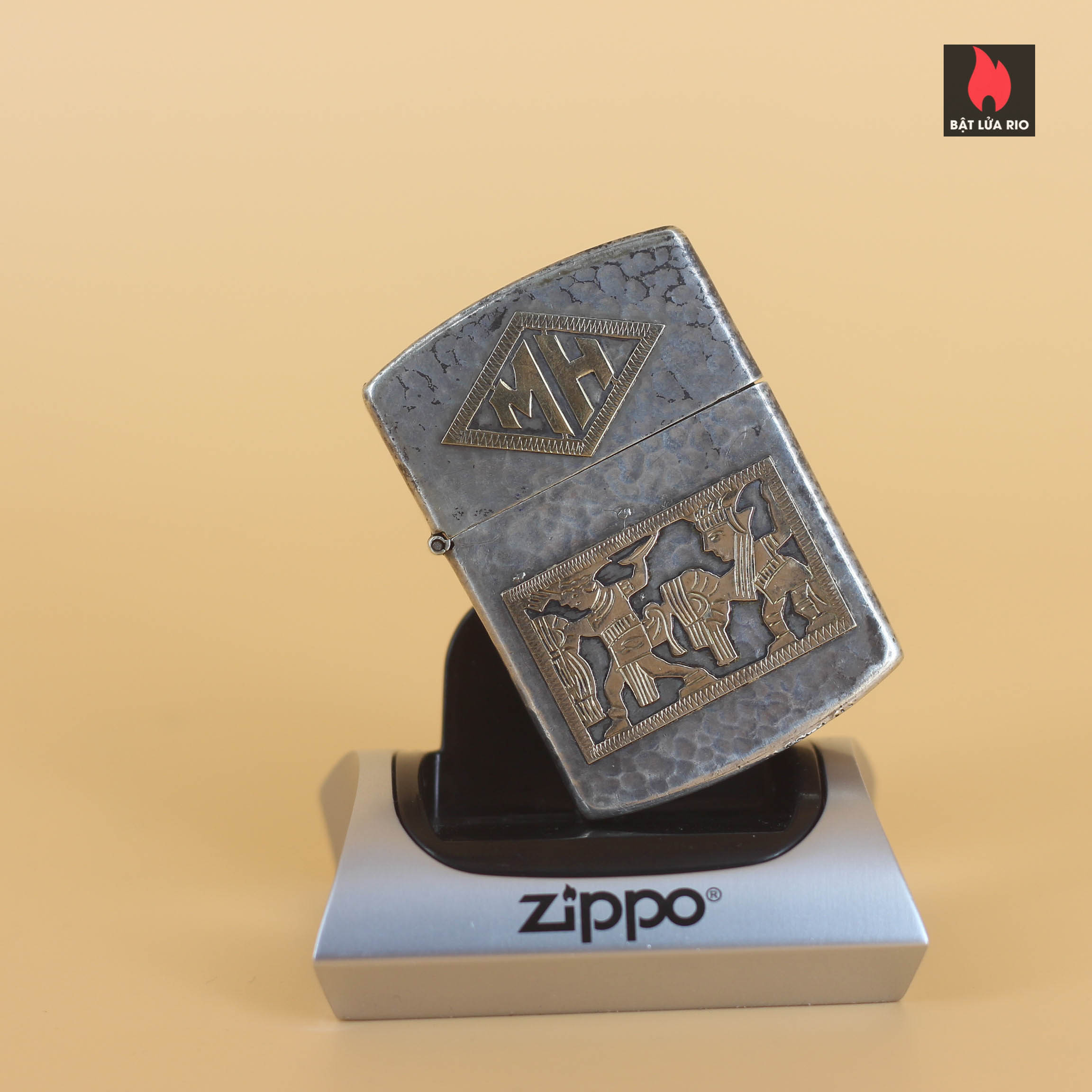 Zippo 1940s - Bạc Khối Guatemala - Sterling Silver 900 - Emblem Vàng Khối 23