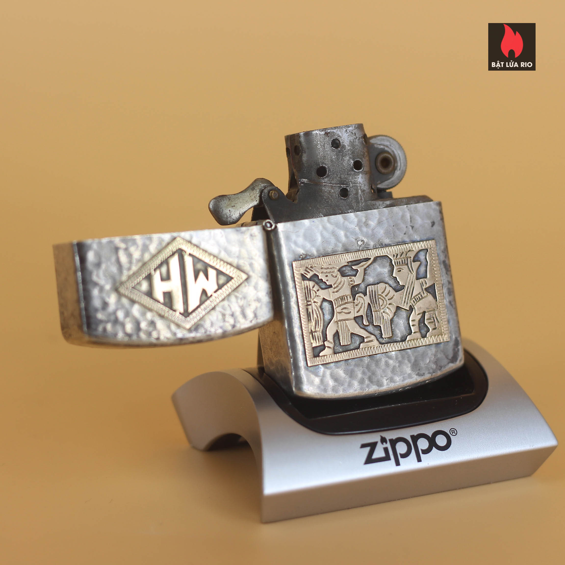 Zippo 1940s - Bạc Khối Guatemala - Sterling Silver 900 - Emblem Vàng Khối 24