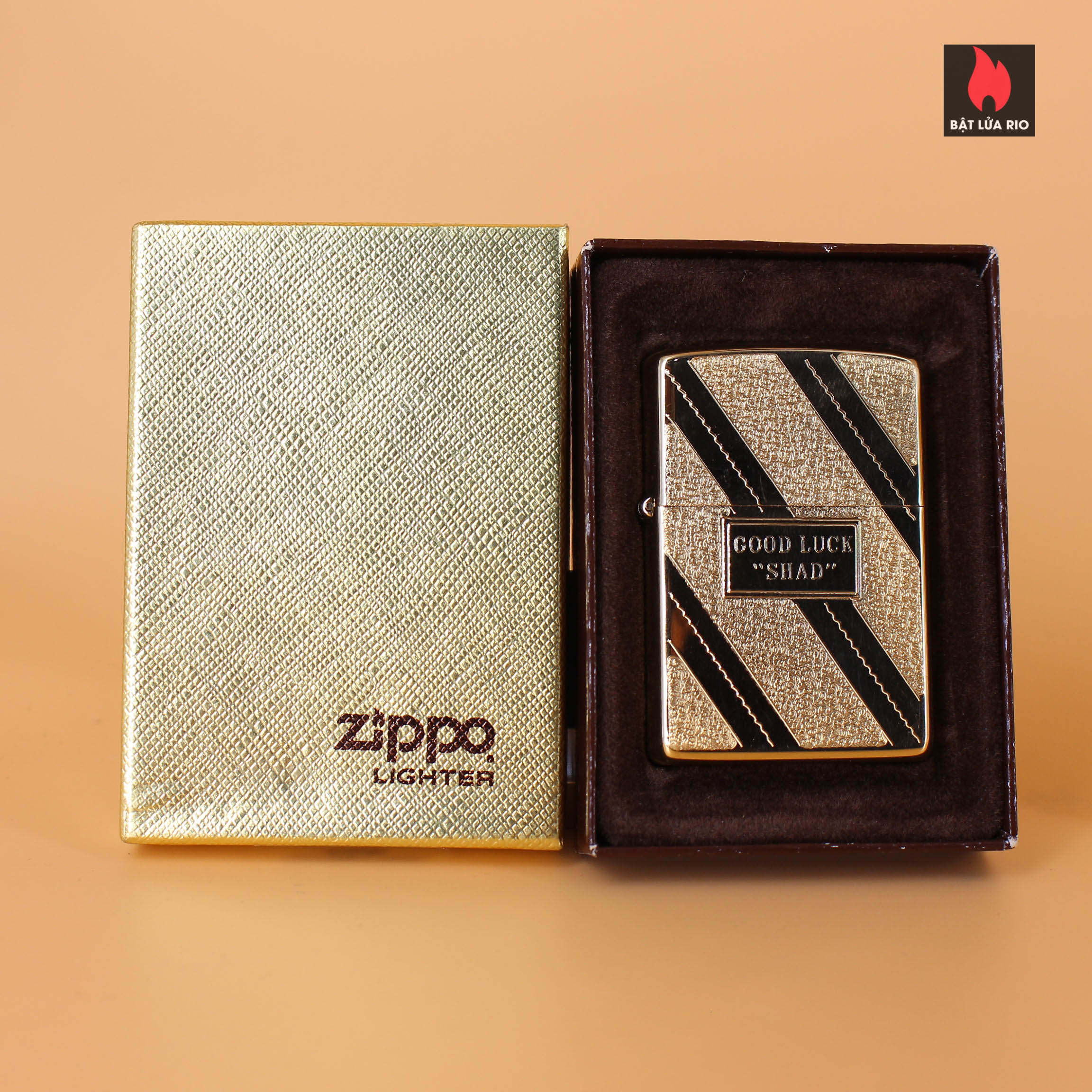 Zippo Xưa 1979 - Gold Plate Golden Elegance - Good Luck SHAD 12
