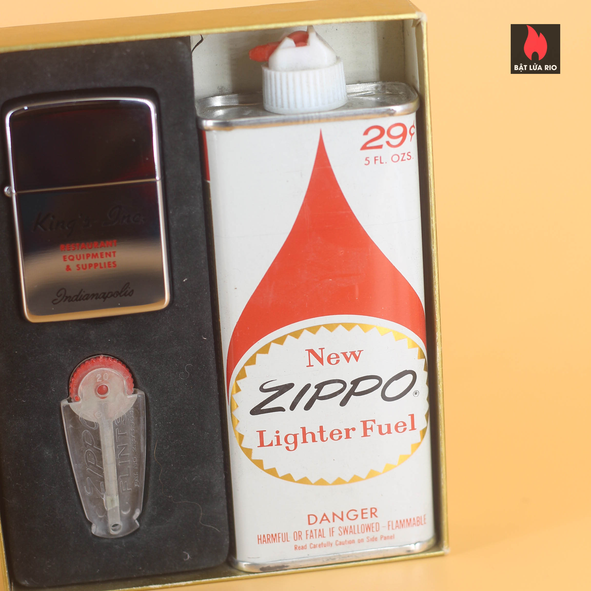 Zippo Gift Set – Zippo Xưa 1960 – High Polish Chrome – King's Inc - Indianapolis 6