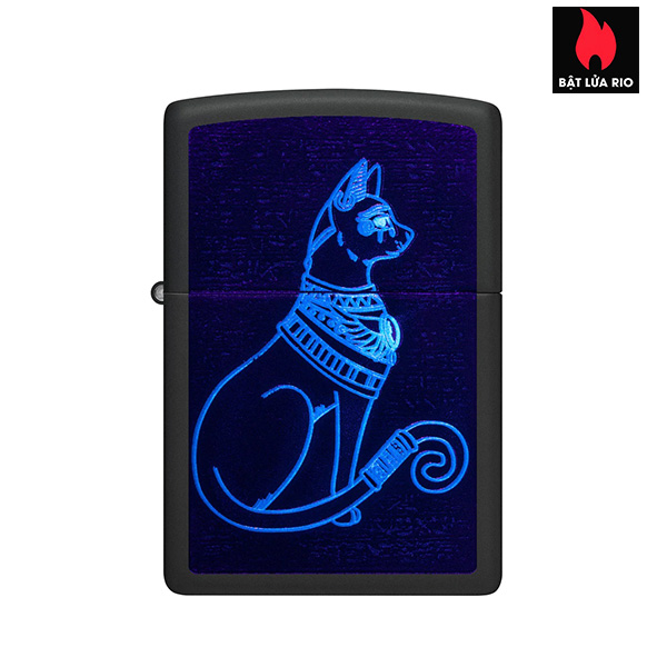 Zippo 48582 - Zippo Black Light Spiritual Cat Design Black Matte 4