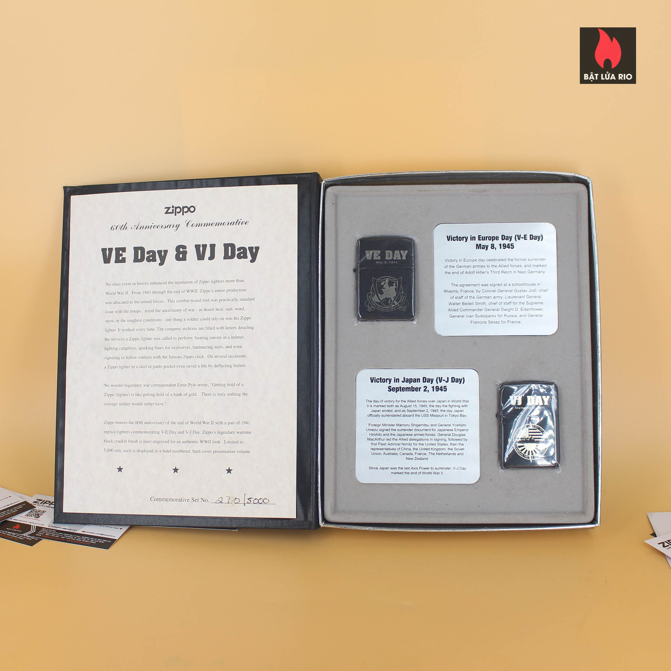 Set Zippo 2005 – Victory in Europe & Japan – WWII VE DAY & VJ DAY – 60th Anniversary 2