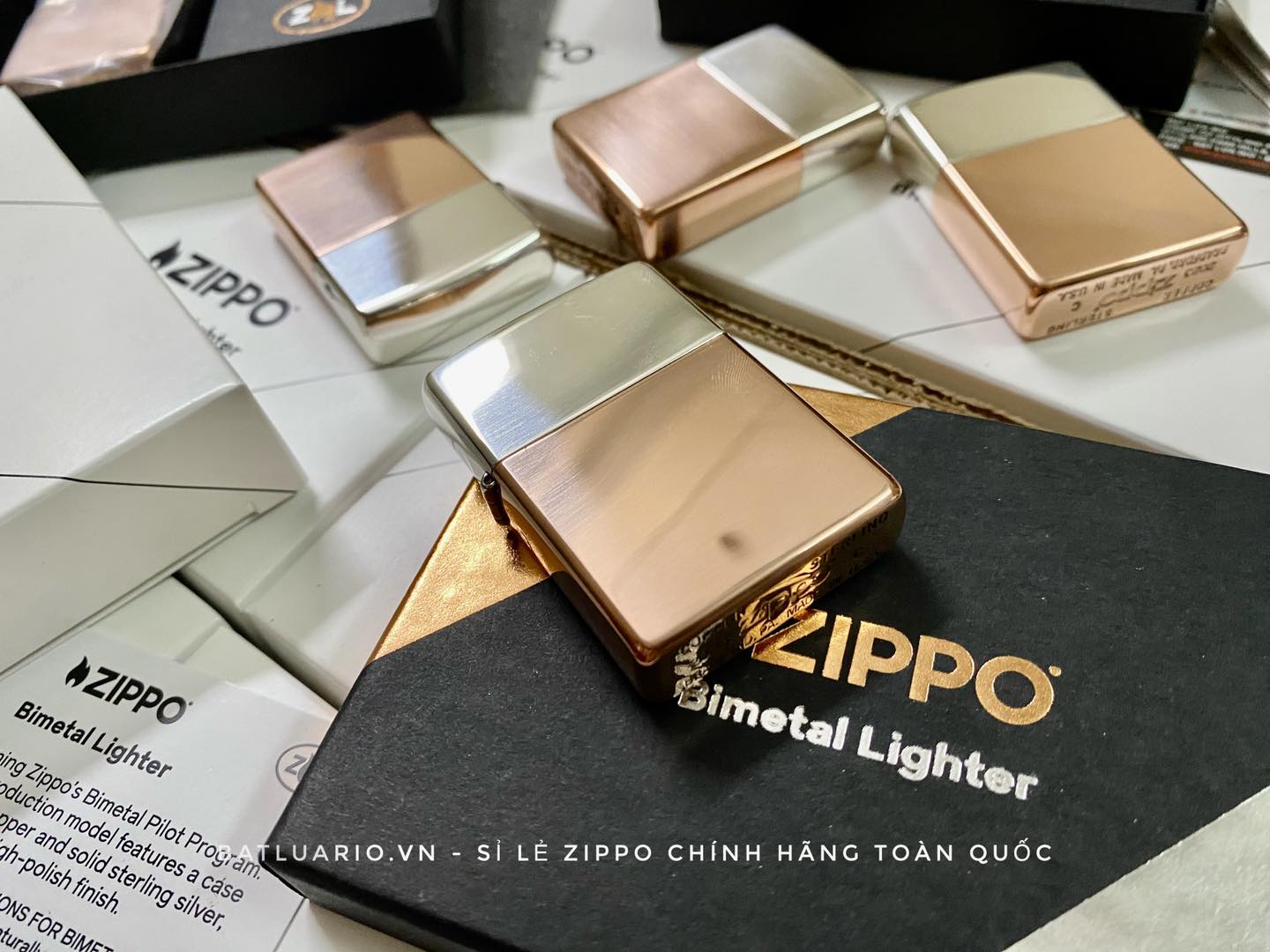 Zippo 48694 - Zippo Bimetal (Copper Bottom) - Zippo Bimetal Case - Sterling Silver Lid 42