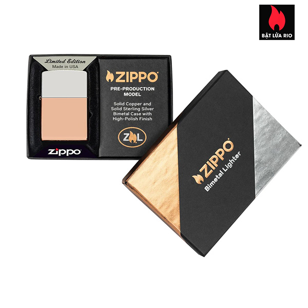 Zippo 48694 - Zippo Bimetal (Copper Bottom) - Zippo Bimetal Case - Sterling Silver Lid 5