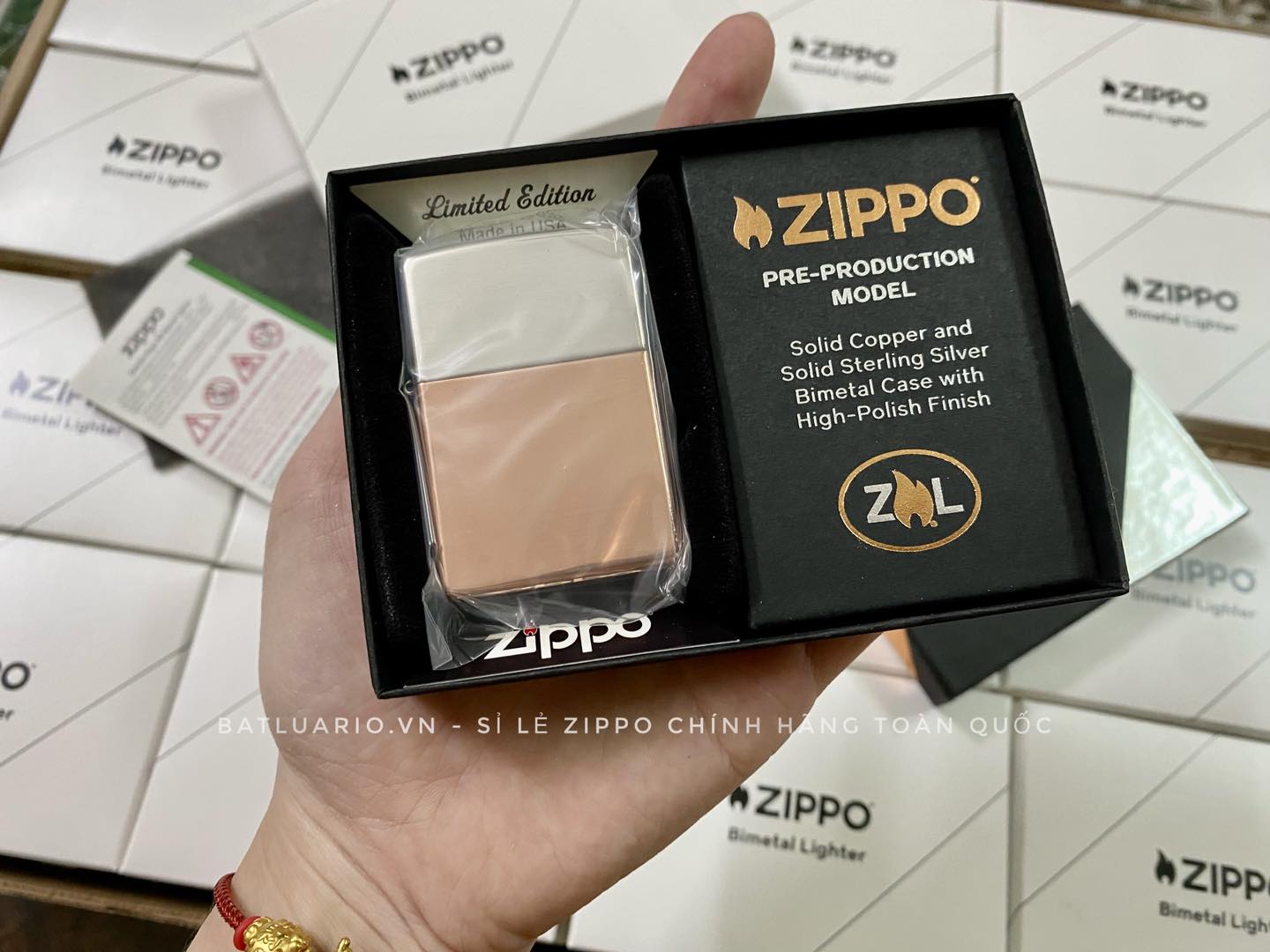 Zippo 48694 - Zippo Bimetal (Copper Bottom) - Zippo Bimetal Case - Sterling Silver Lid 58