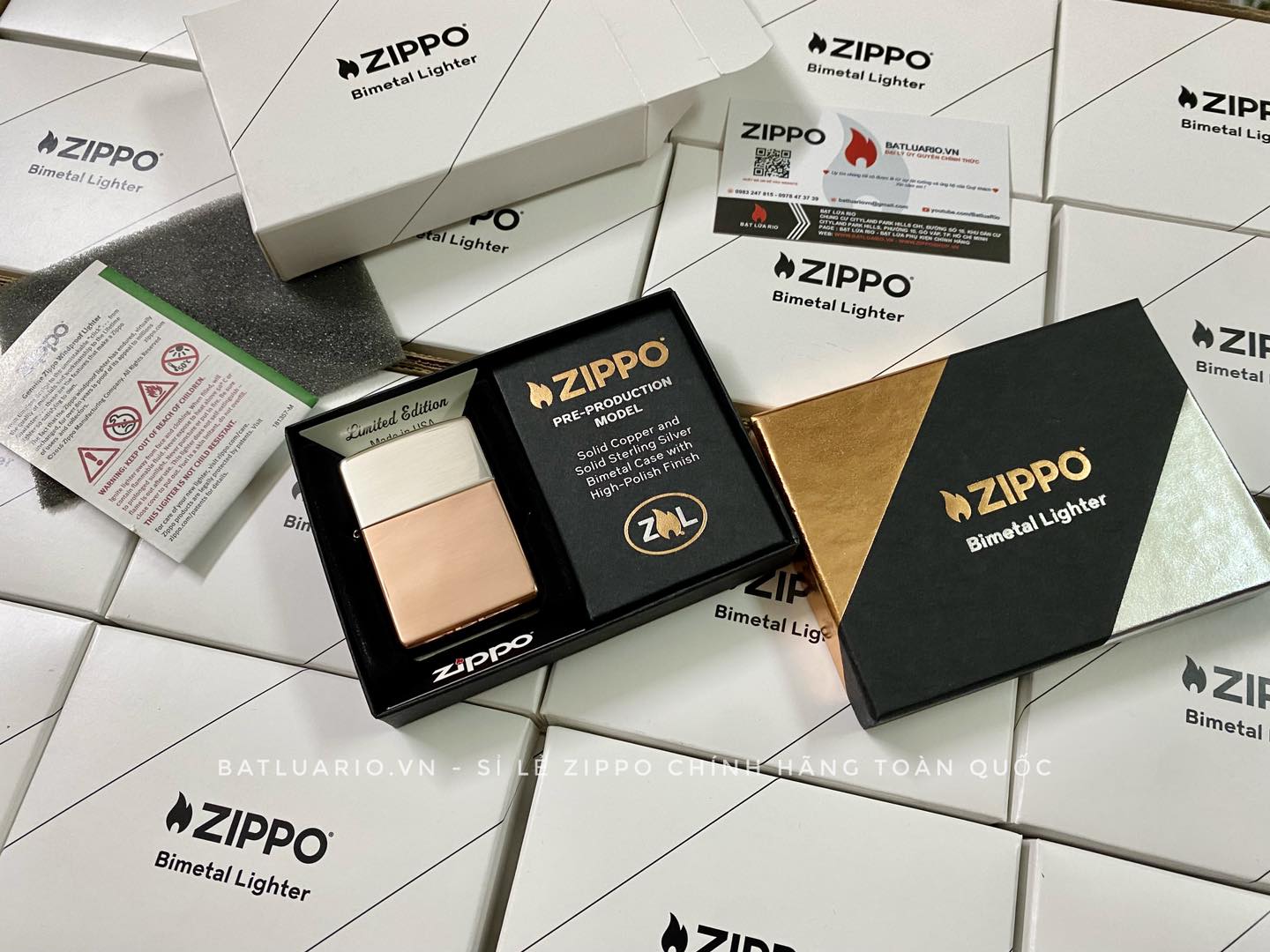 Zippo 48694 - Zippo Bimetal (Copper Bottom) - Zippo Bimetal Case - Sterling Silver Lid 60