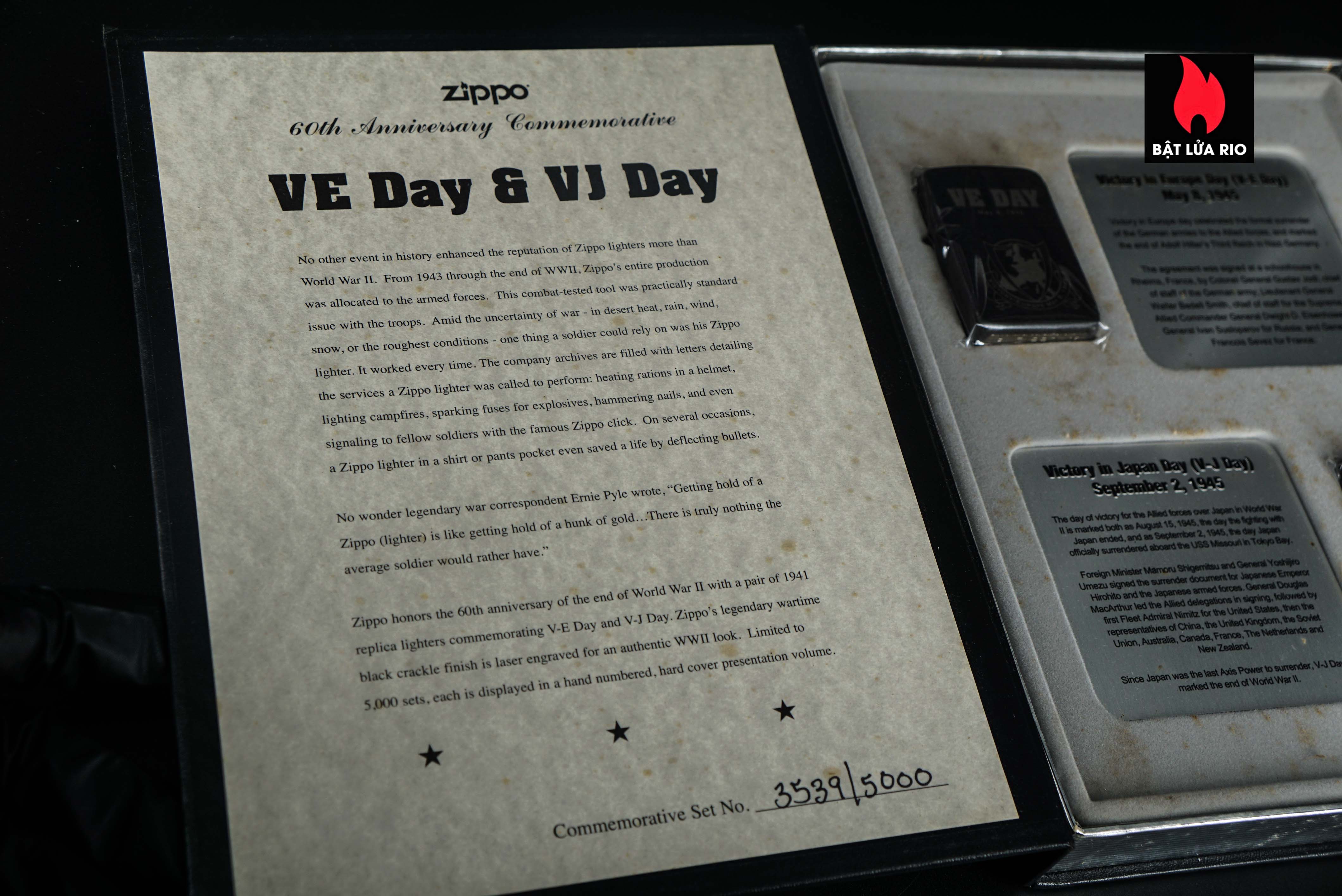 Set Zippo 2005 – Victory in Europe & Japan – WWII VE DAY & VJ DAY – 60th Anniversary – Limited 3539/5000 36
