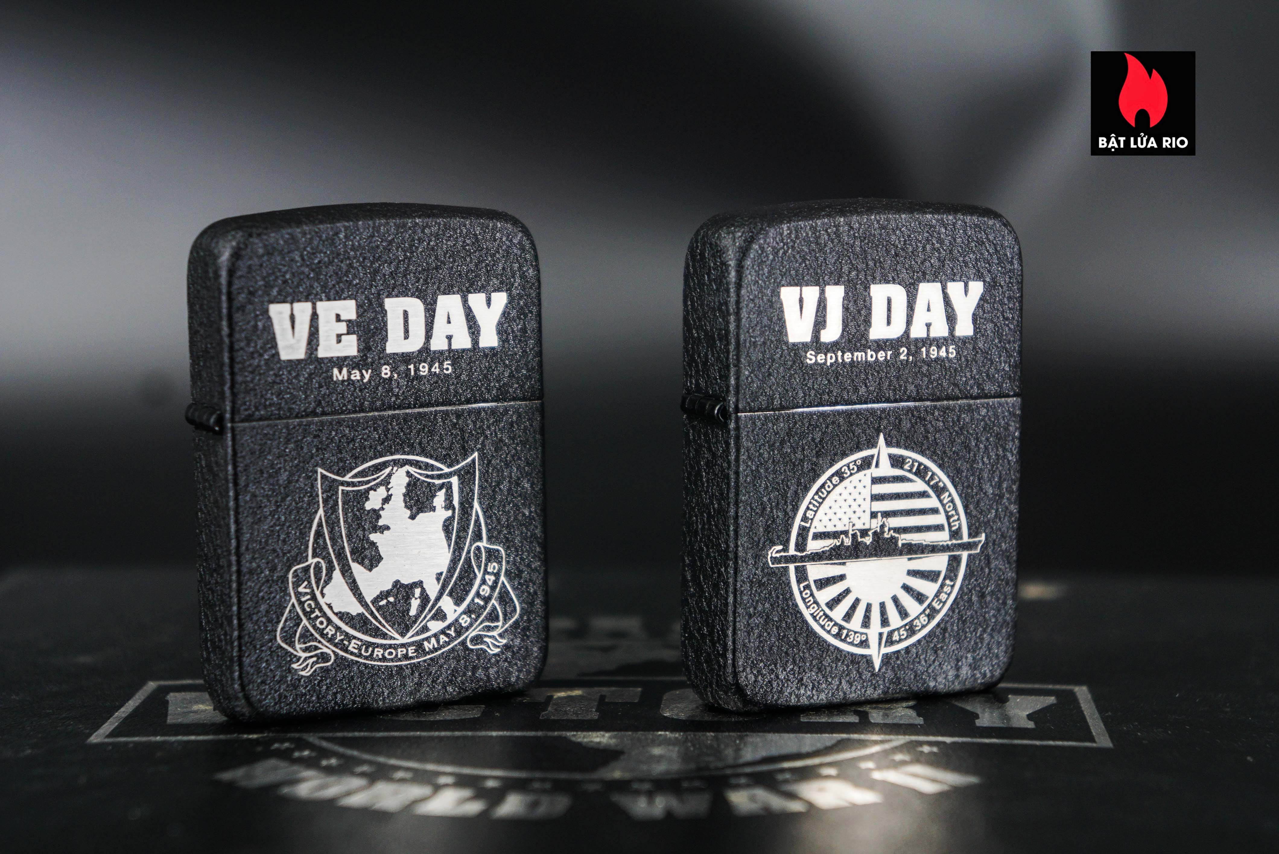 Set Zippo 2005 – Victory in Europe & Japan – WWII VE DAY & VJ DAY – 60th Anniversary – Limited 3539/5000 7