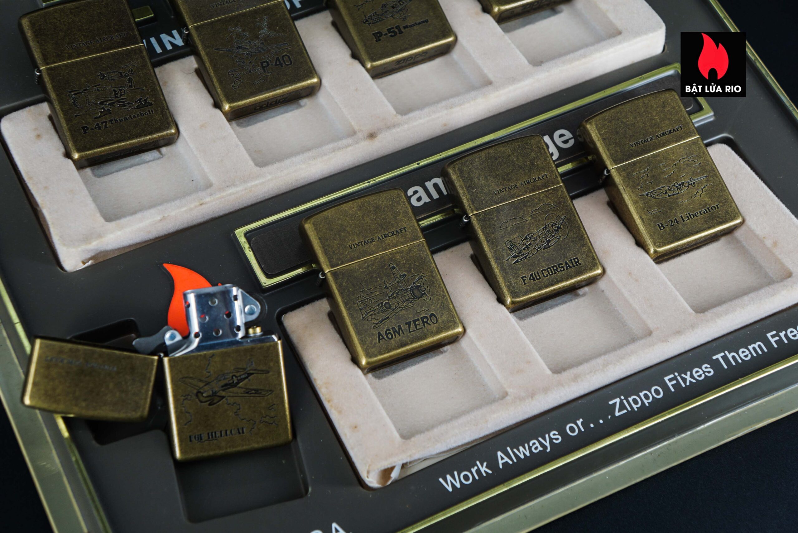 Set Zippo La Mã 1994 – Antique Brass – Vintage AirCraft Serries 18
