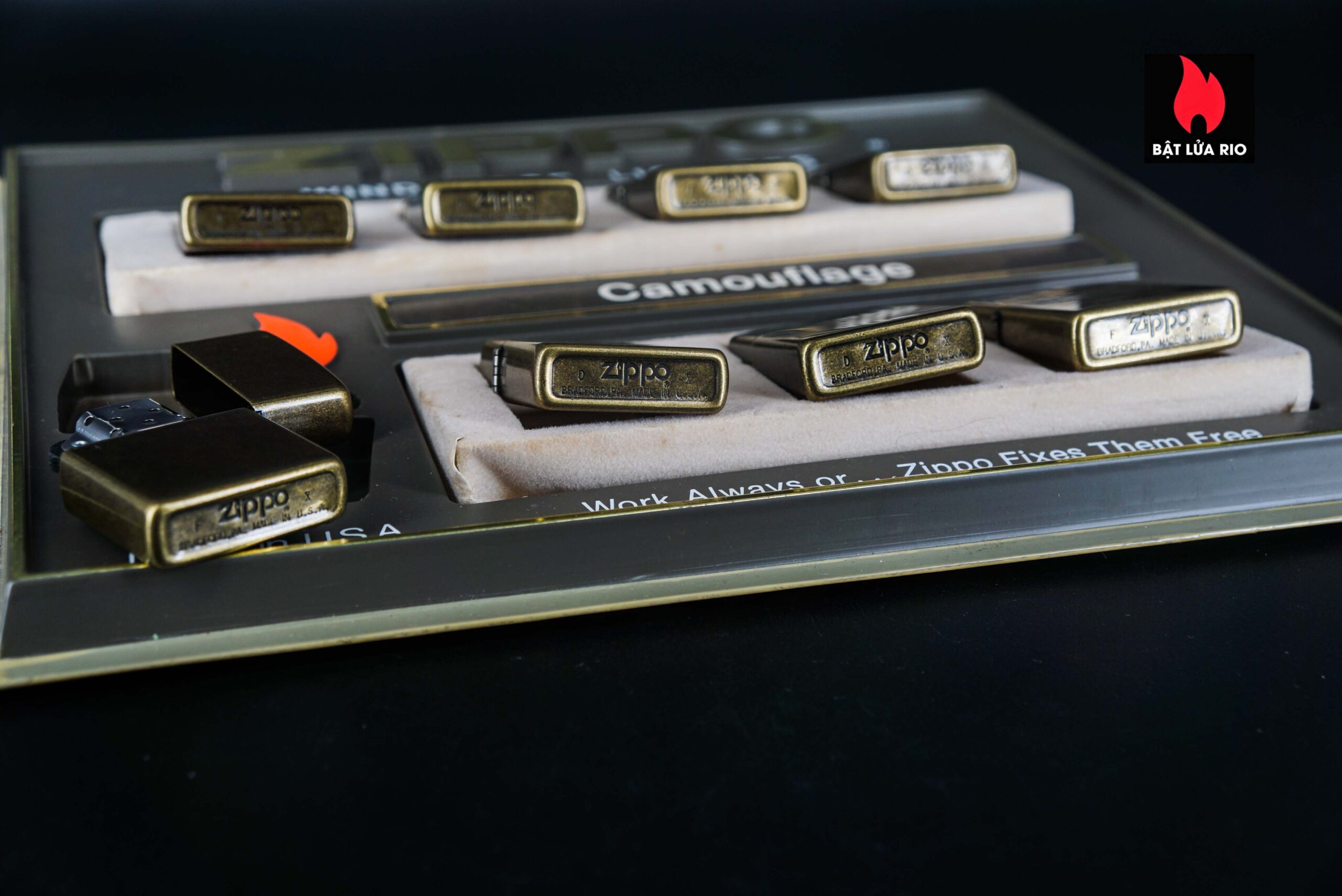 Set Zippo La Mã 1994 – Antique Brass – Vintage AirCraft Serries 22