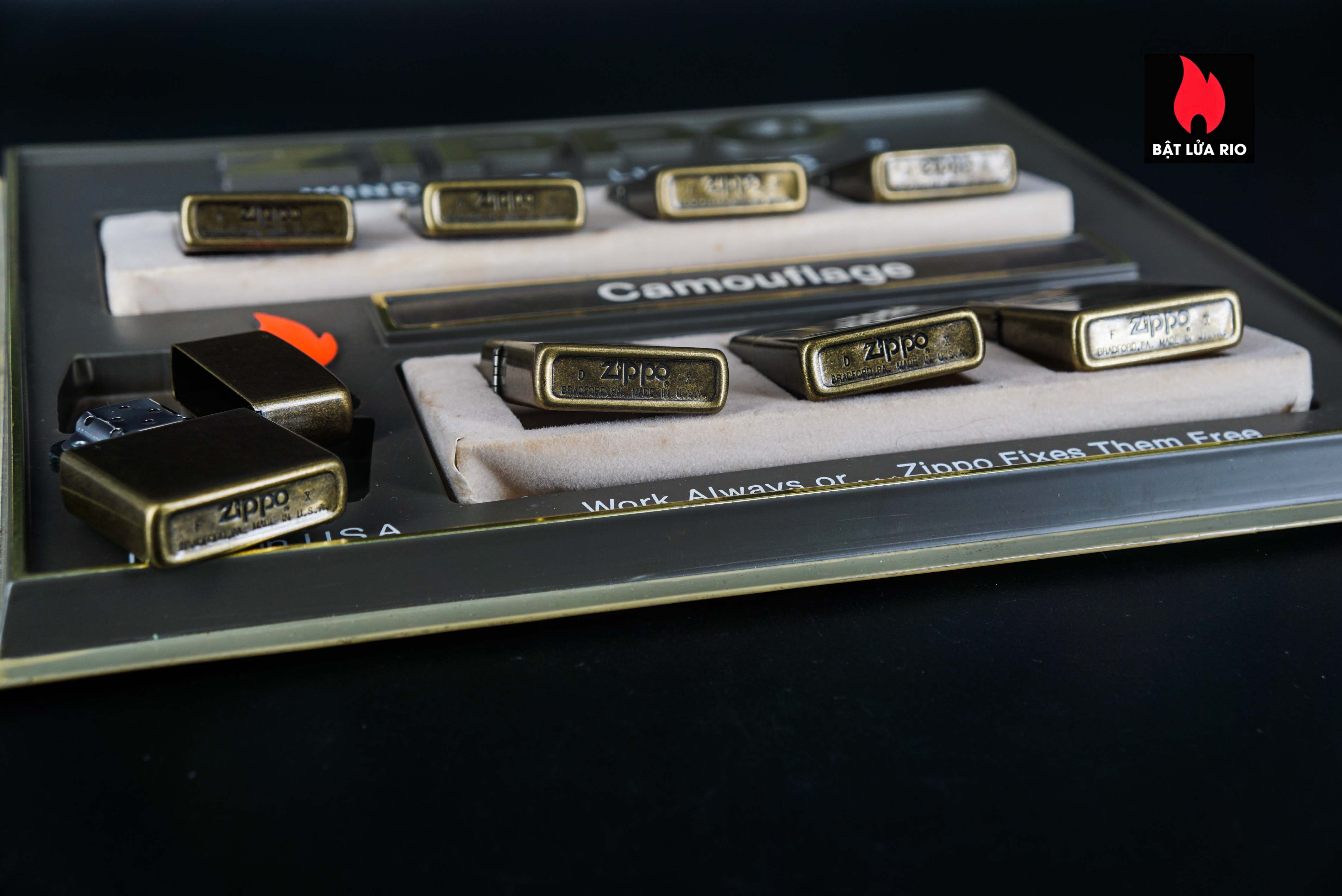 Set Zippo La Mã 1994 – Antique Brass – Vintage AirCraft Serries 22