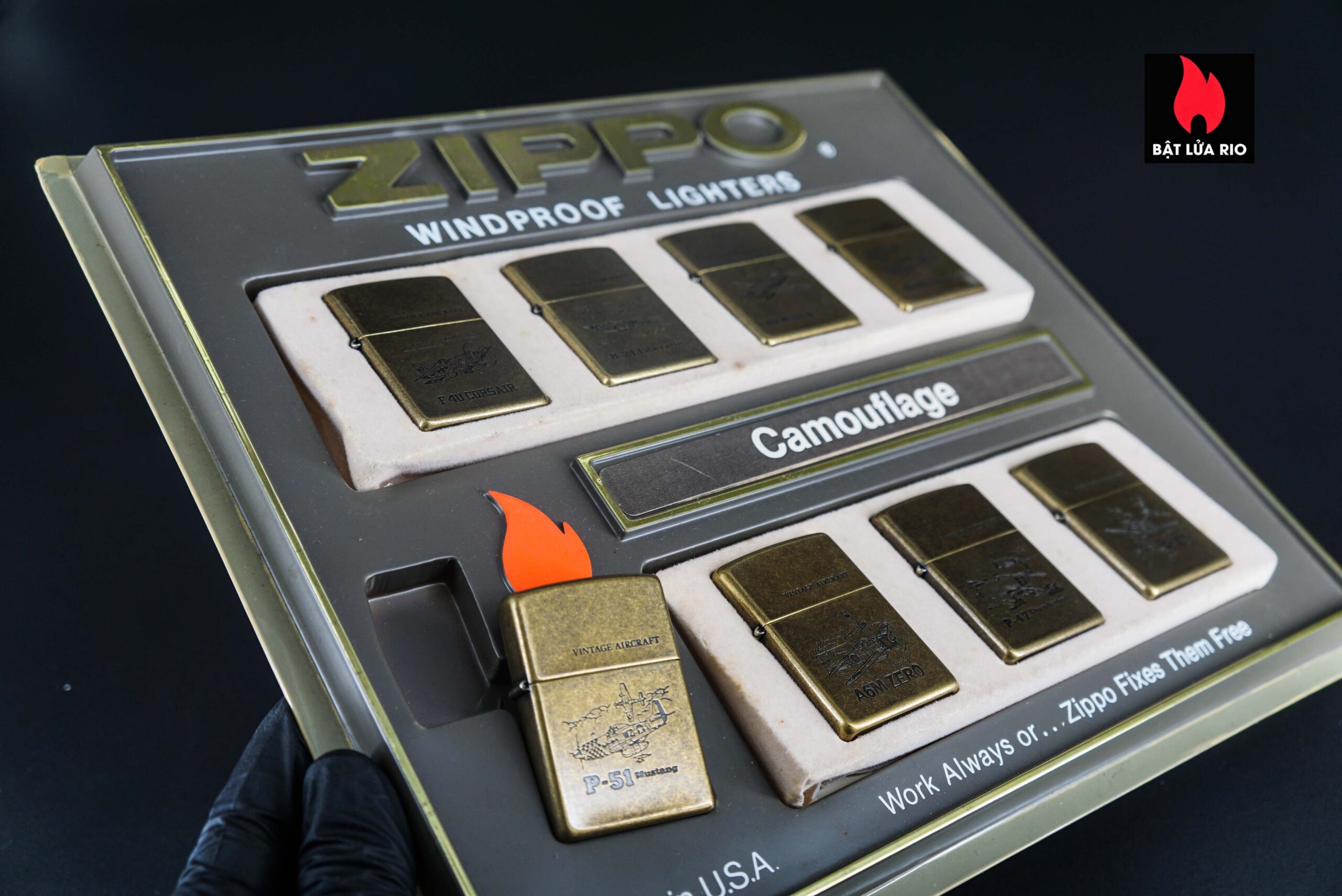Set Zippo La Mã 1994 – Antique Brass – Vintage AirCraft Serries 26