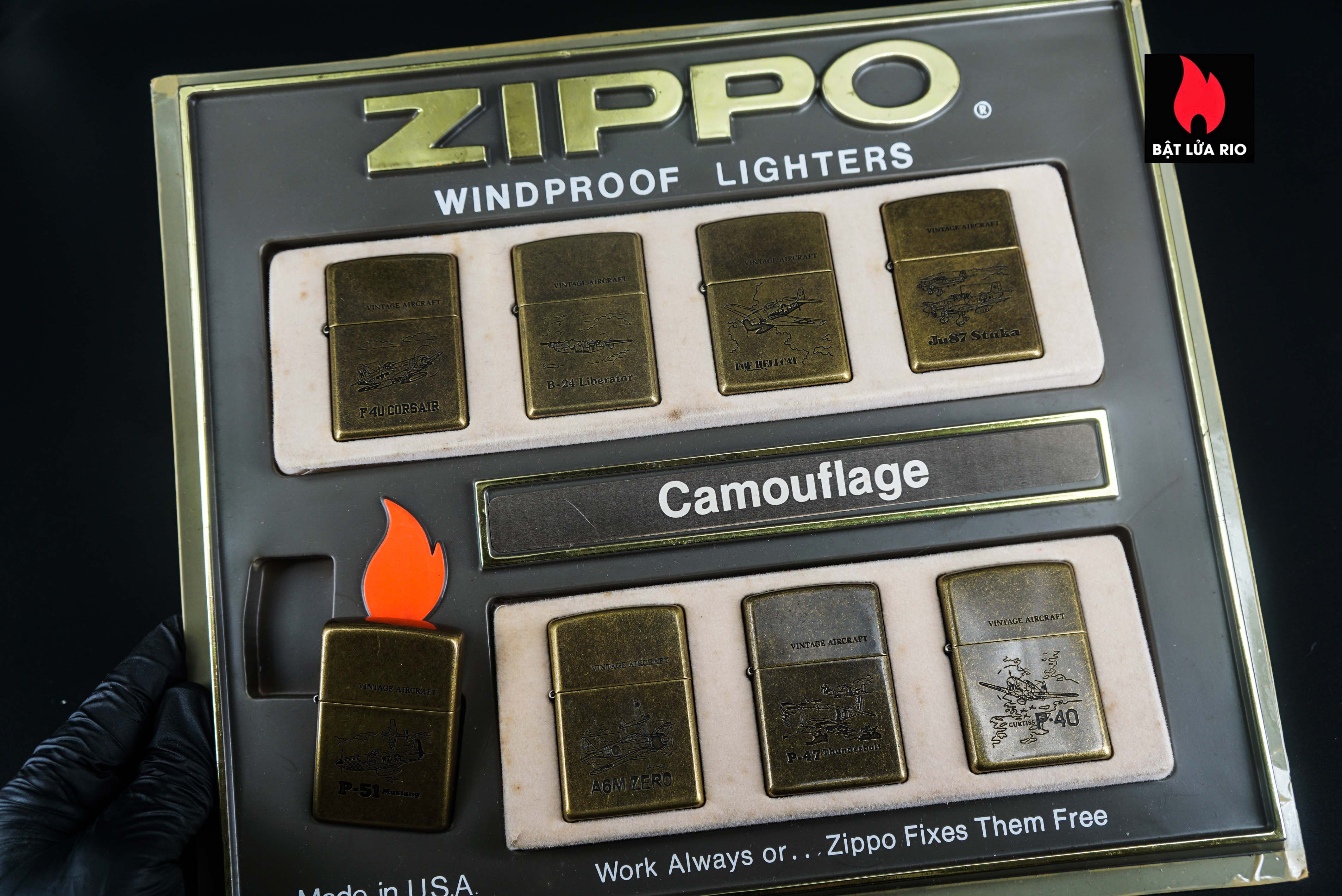 Set Zippo La Mã 1994 – Antique Brass – Vintage AirCraft Serries 27