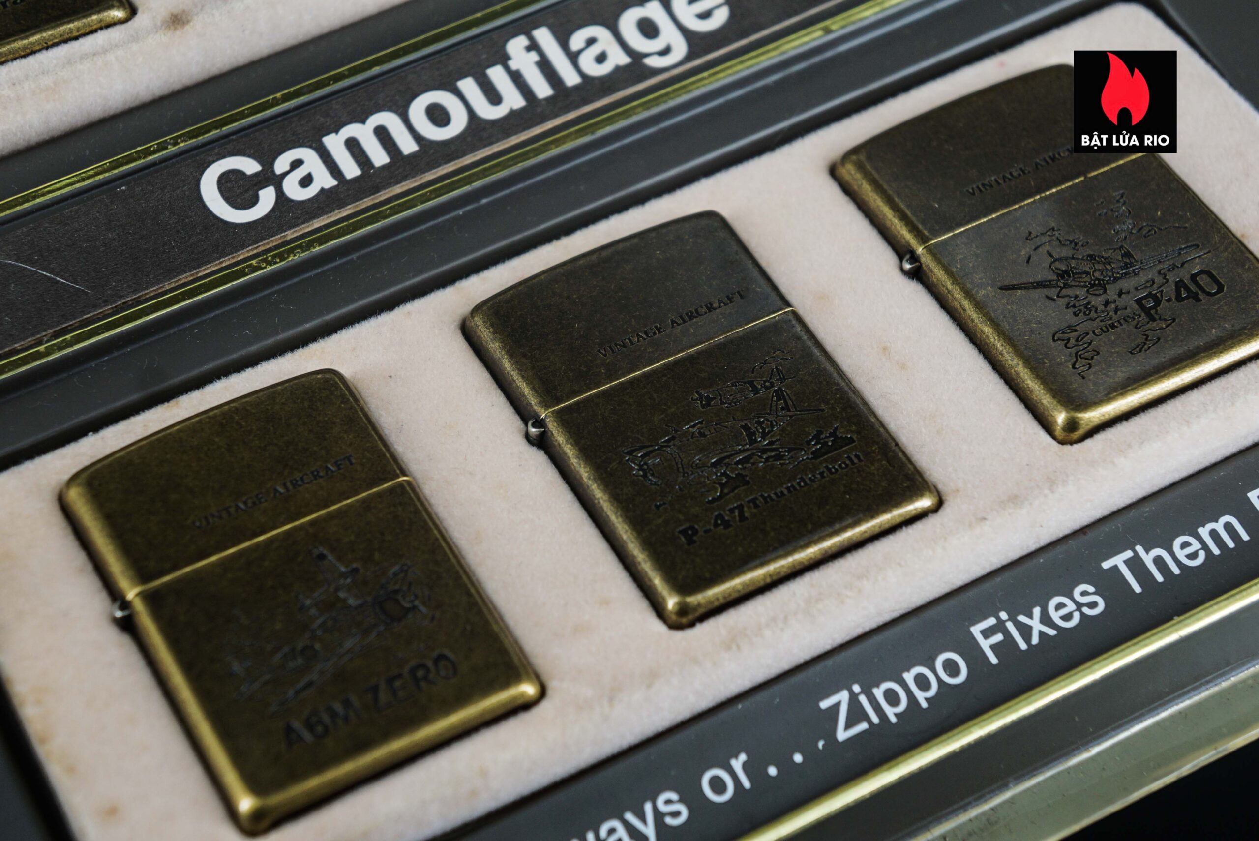 Set Zippo La Mã 1994 – Antique Brass – Vintage AirCraft Serries 30