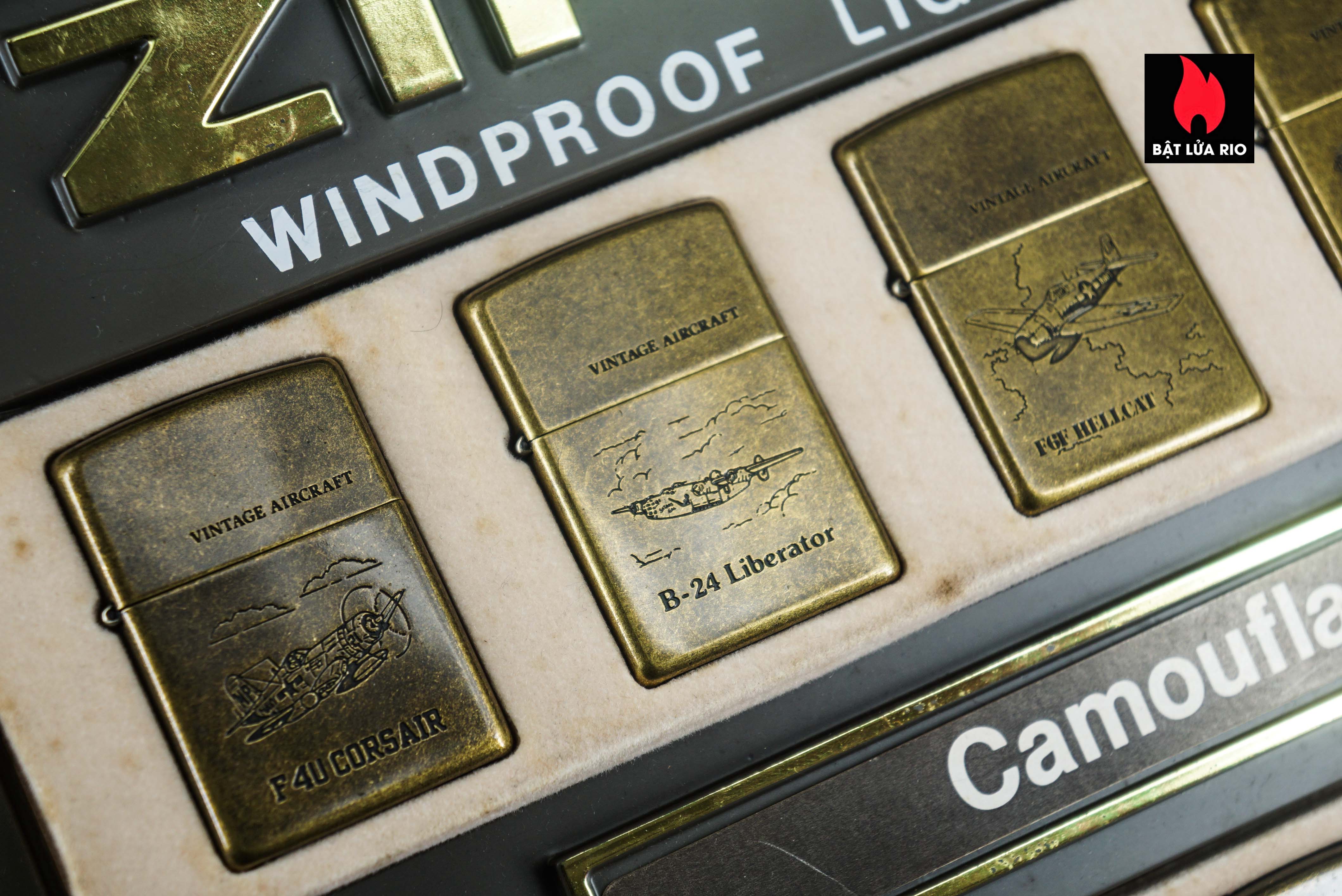 Set Zippo La Mã 1994 – Antique Brass – Vintage AirCraft Serries 35