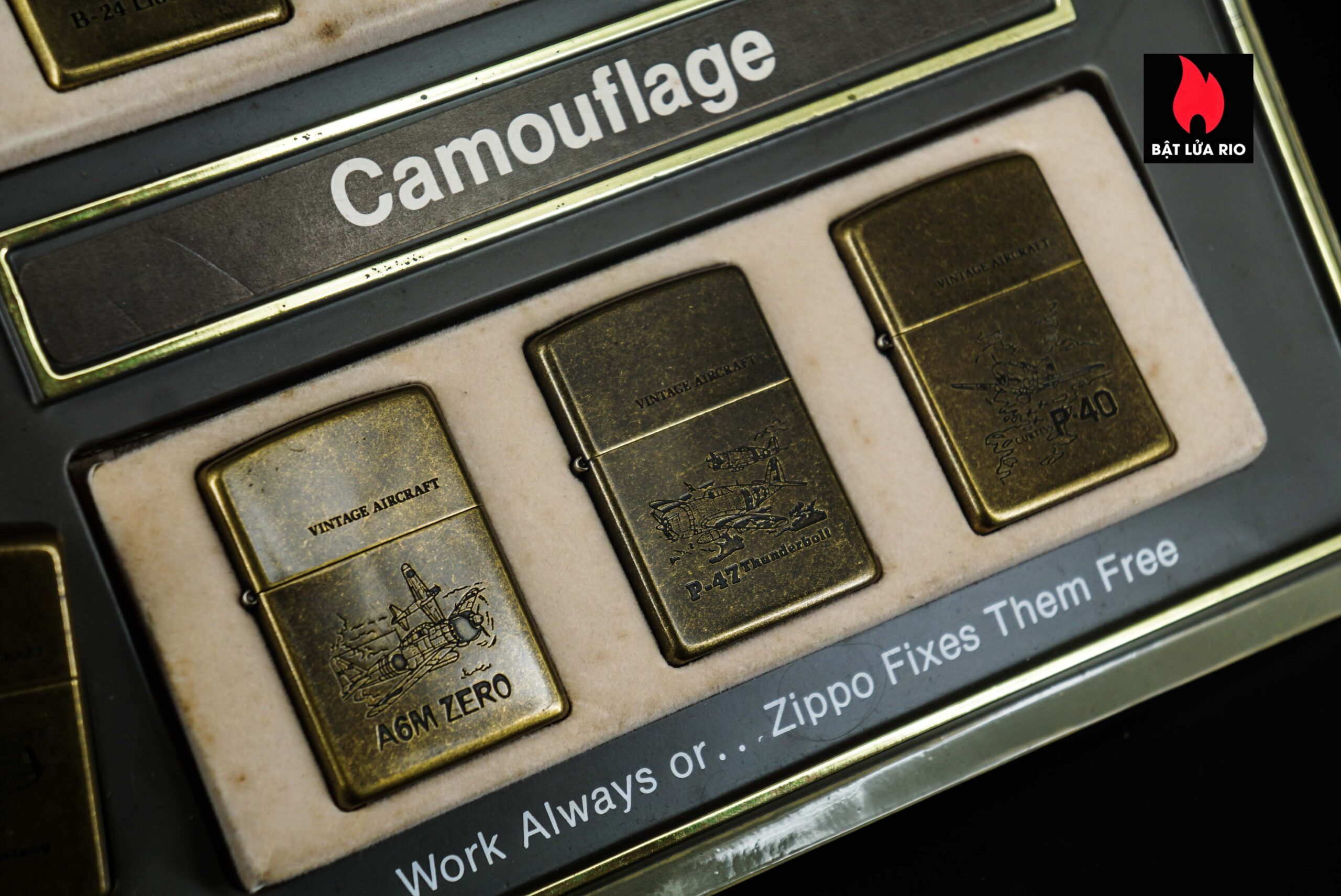 Set Zippo La Mã 1994 – Antique Brass – Vintage AirCraft Serries 36