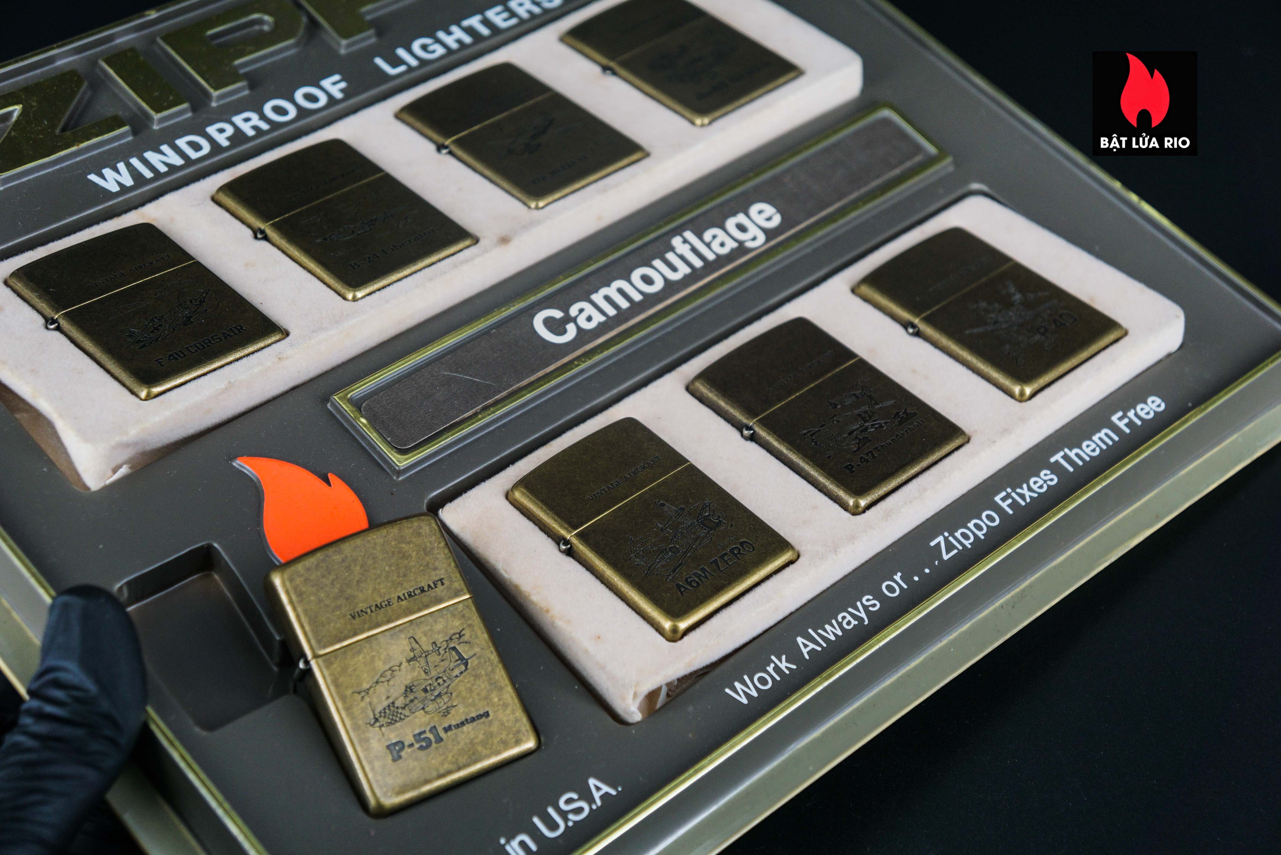 Set Zippo La Mã 1994 – Antique Brass – Vintage AirCraft Serries 38