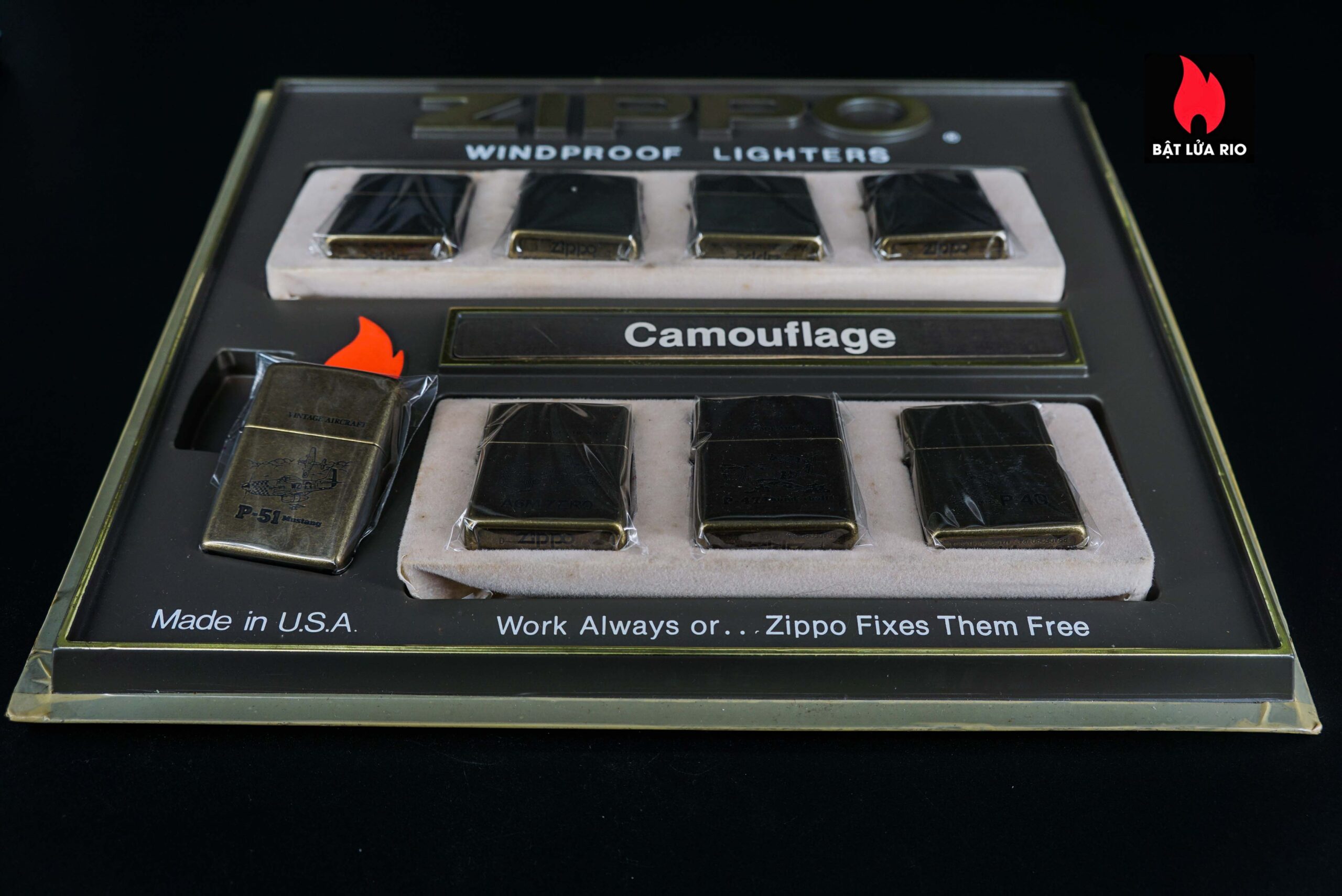 Set Zippo La Mã 1994 – Antique Brass – Vintage AirCraft Serries 40