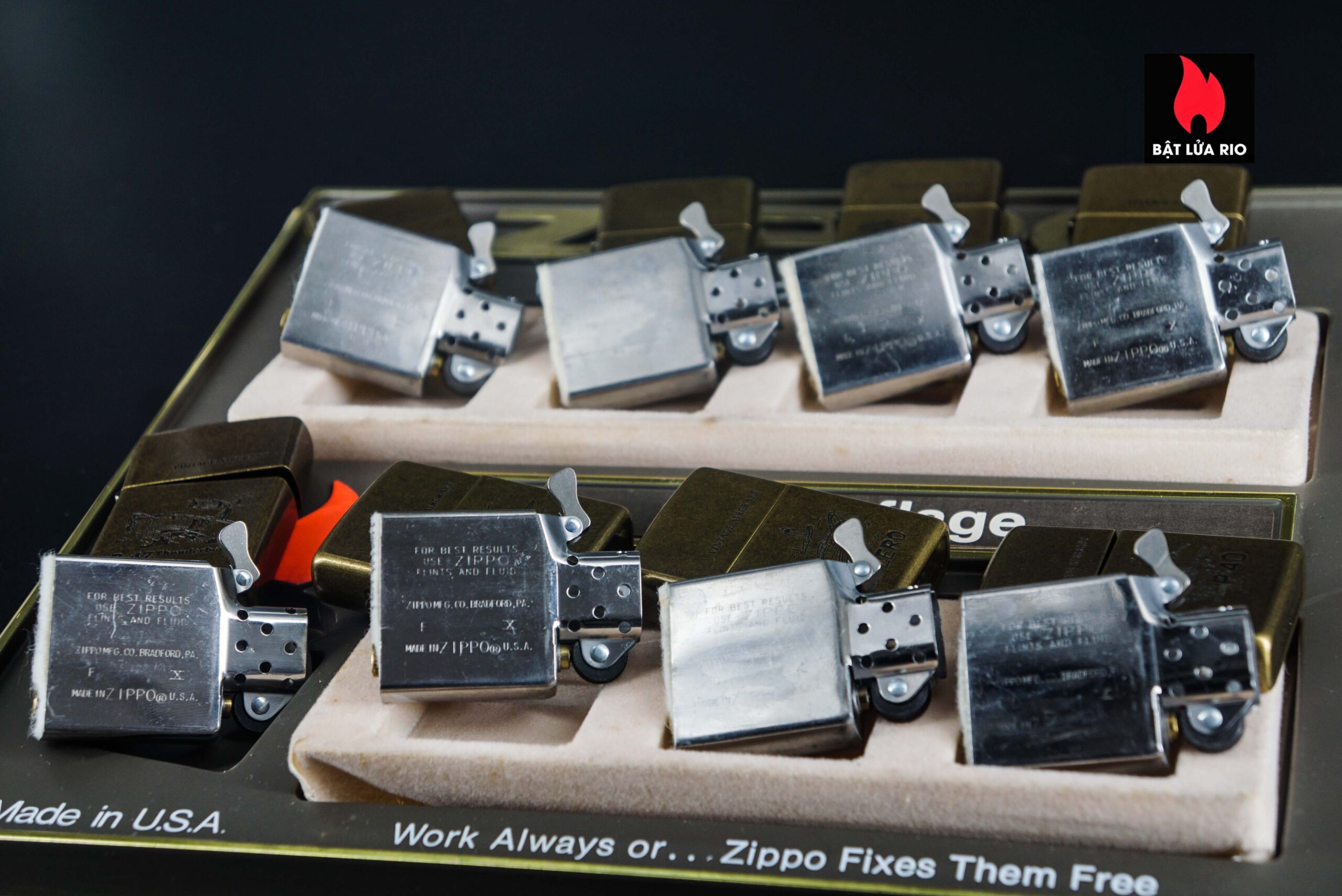 Set Zippo La Mã 1994 – Antique Brass – Vintage AirCraft Serries 5