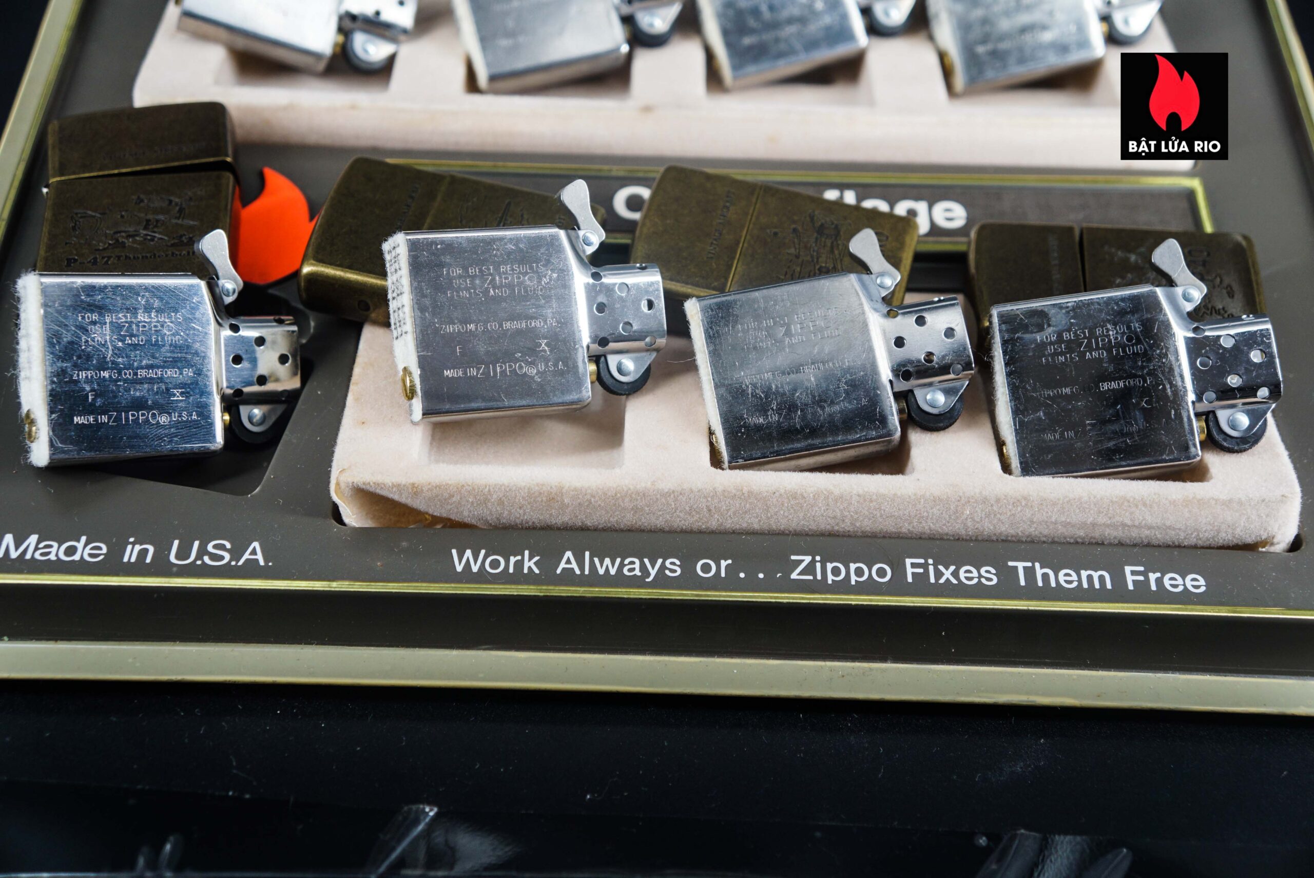 Set Zippo La Mã 1994 – Antique Brass – Vintage AirCraft Serries 6
