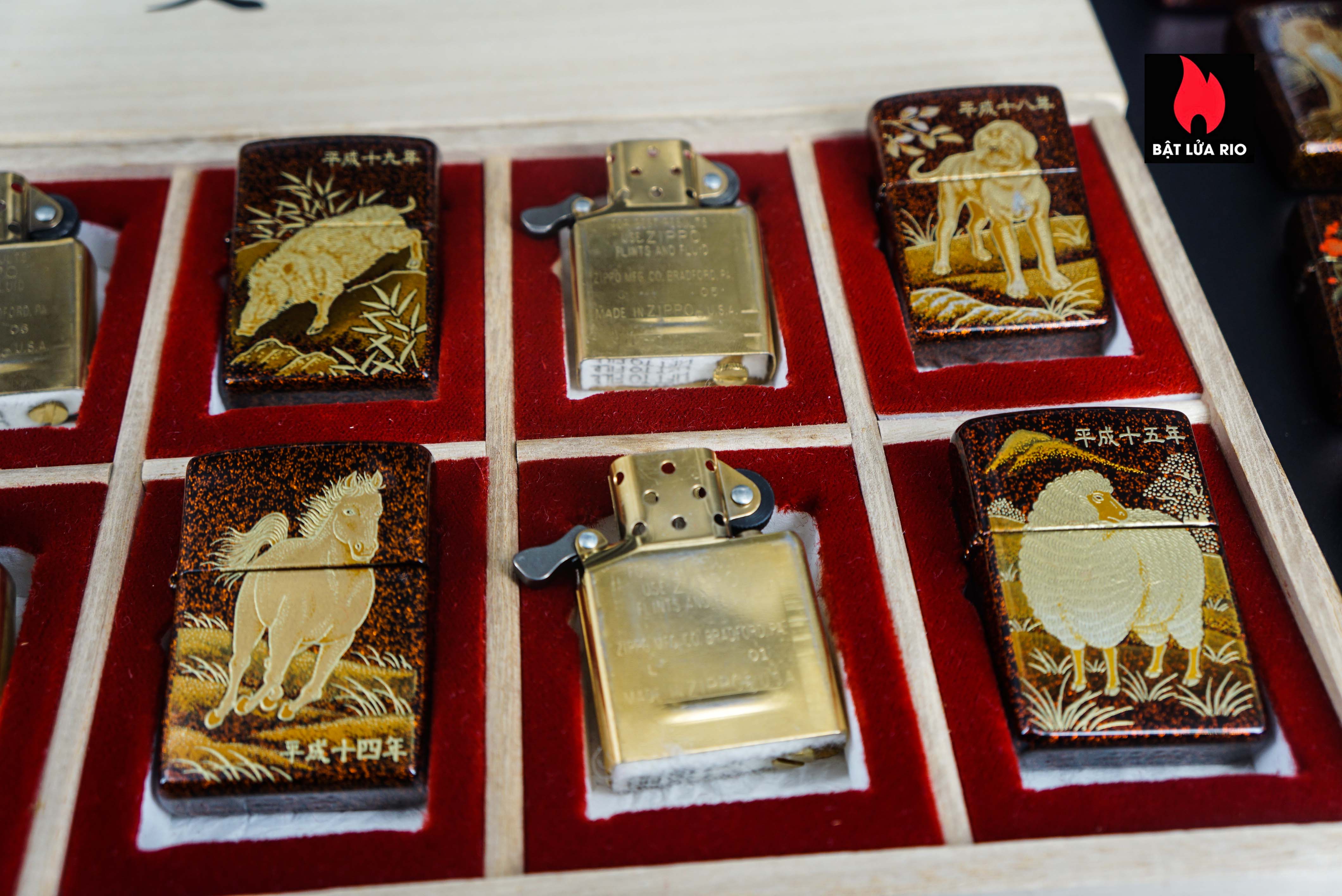 Zippo Set 1999-2006 – Japan Zodiac Set – 12 Con Giáp Châu Á – Nashiji-nuri Sơn Mài Makie Thủ Công Truyền Thống Nhật Bản 1