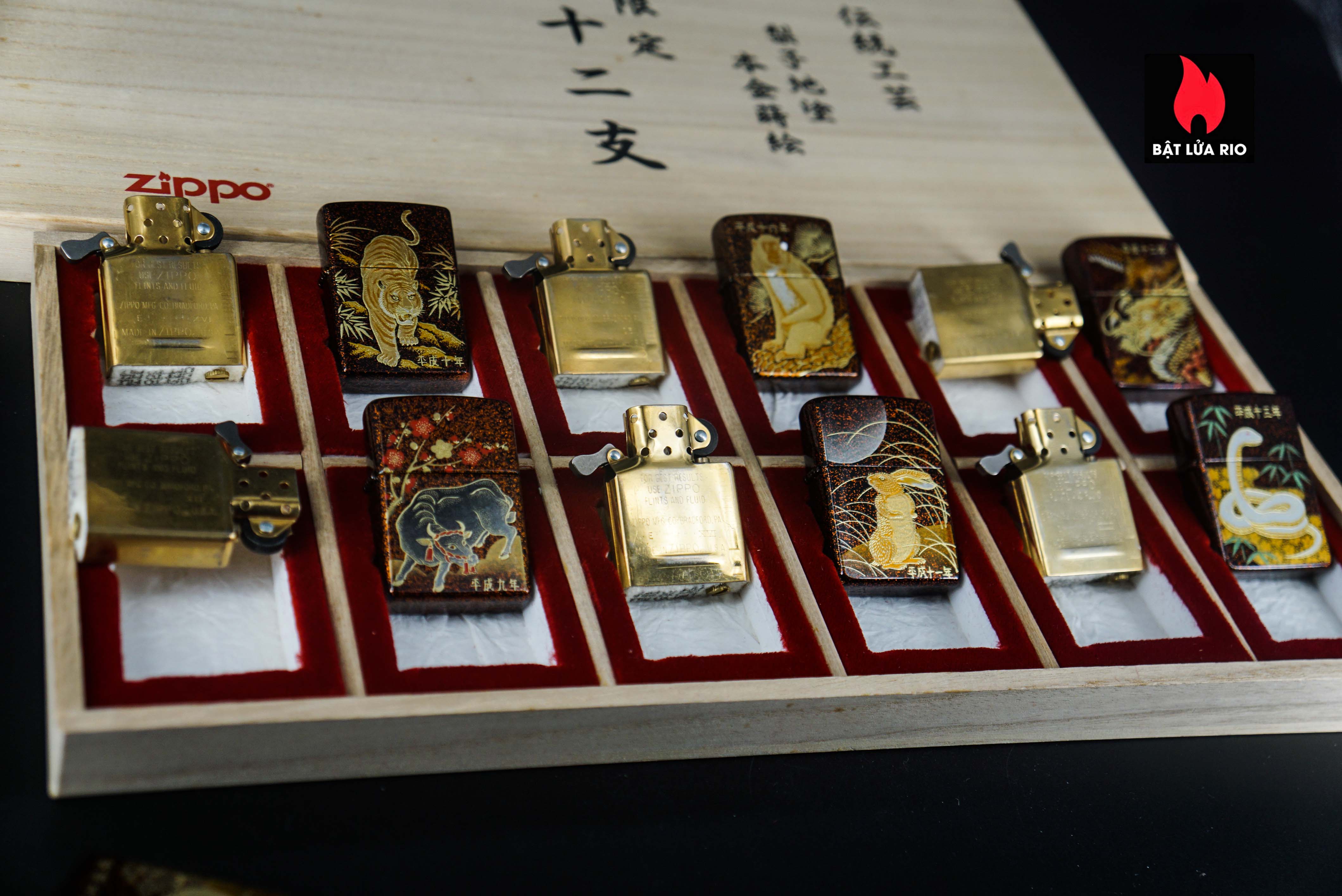 Zippo Set 1999-2006 – Japan Zodiac Set – 12 Con Giáp Châu Á – Nashiji-nuri Sơn Mài Makie Thủ Công Truyền Thống Nhật Bản 11