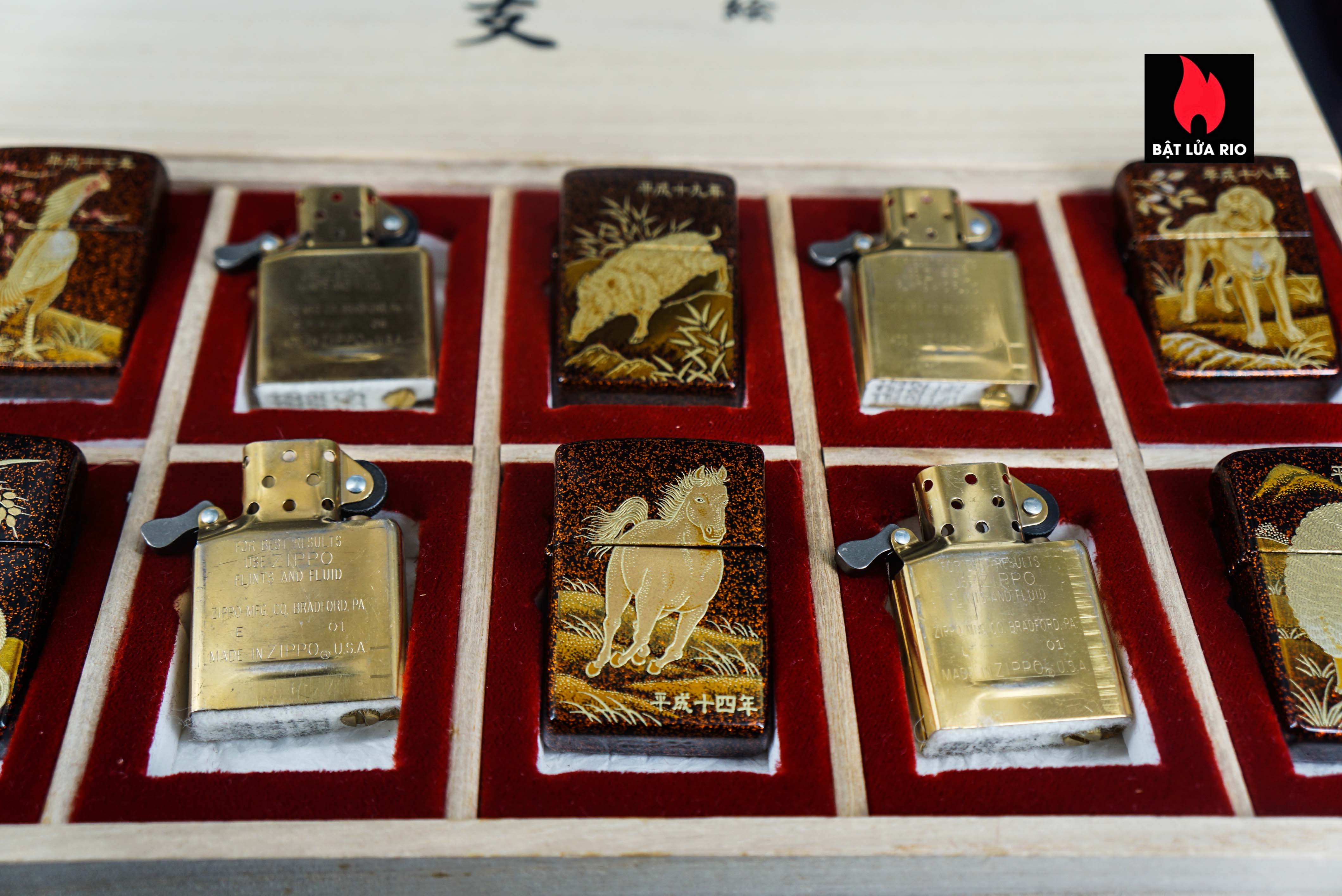 Zippo Set 1999-2006 – Japan Zodiac Set – 12 Con Giáp Châu Á – Nashiji-nuri Sơn Mài Makie Thủ Công Truyền Thống Nhật Bản 2