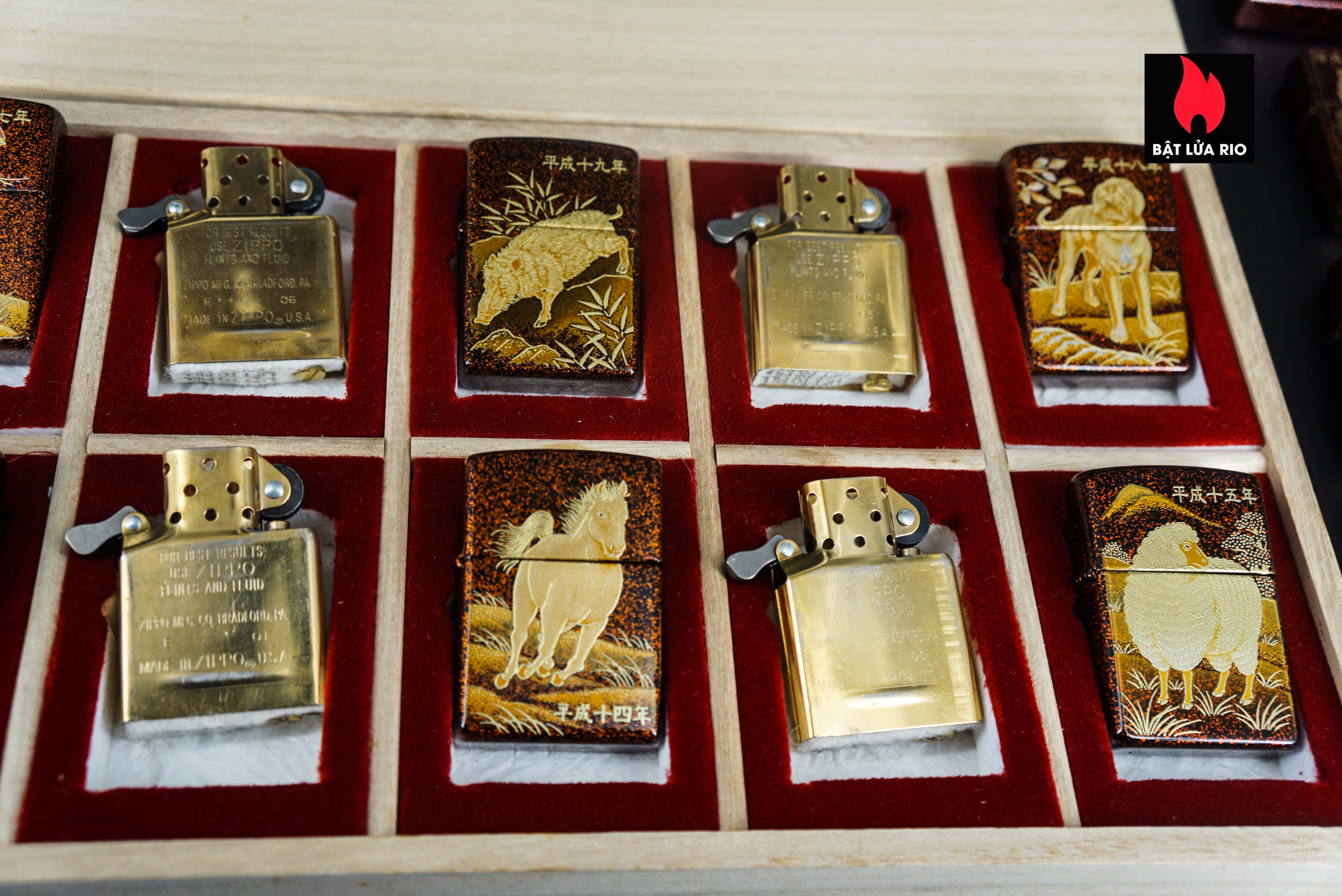 Zippo Set 1999-2006 – Japan Zodiac Set – 12 Con Giáp Châu Á – Nashiji-nuri Sơn Mài Makie Thủ Công Truyền Thống Nhật Bản 5