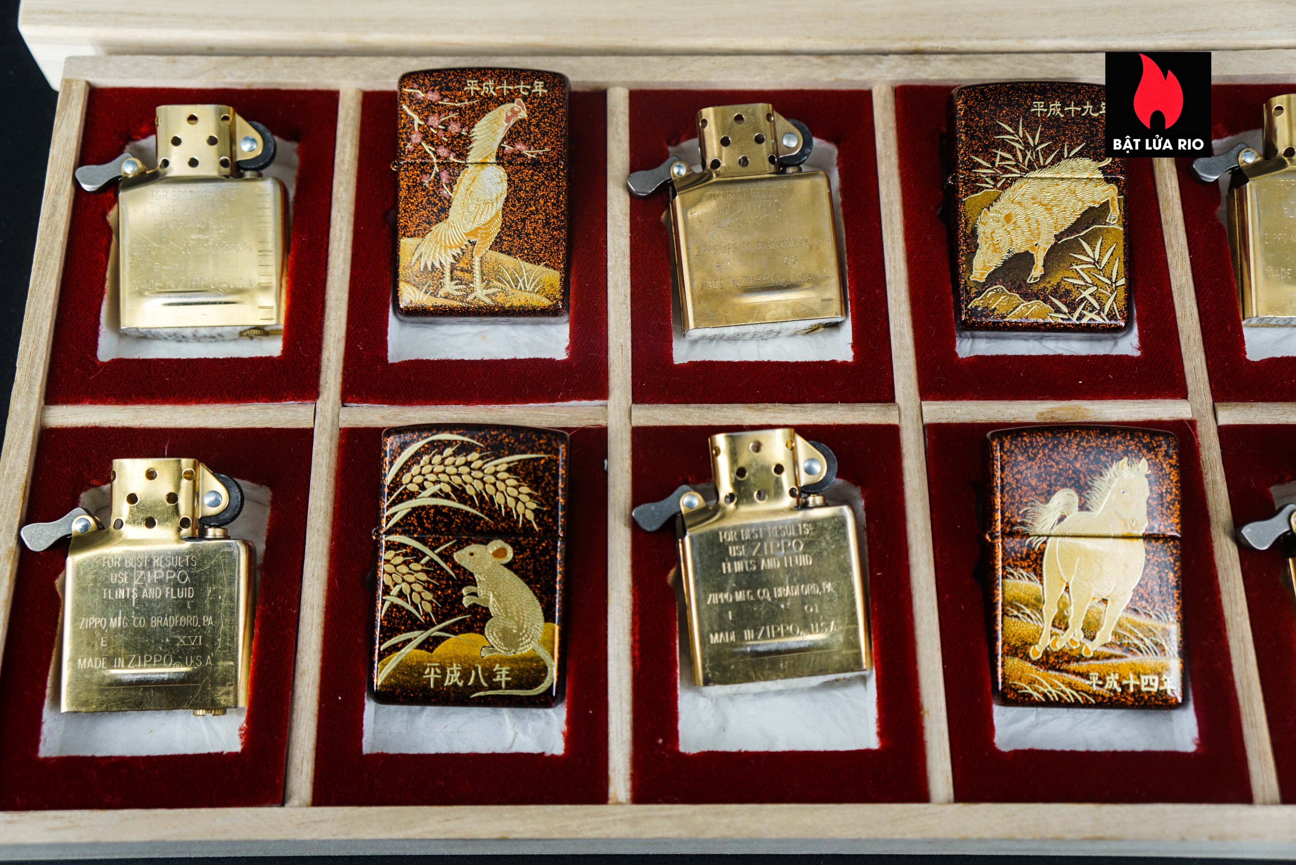 Zippo Set 1999-2006 – Japan Zodiac Set – 12 Con Giáp Châu Á – Nashiji-nuri Sơn Mài Makie Thủ Công Truyền Thống Nhật Bản 6