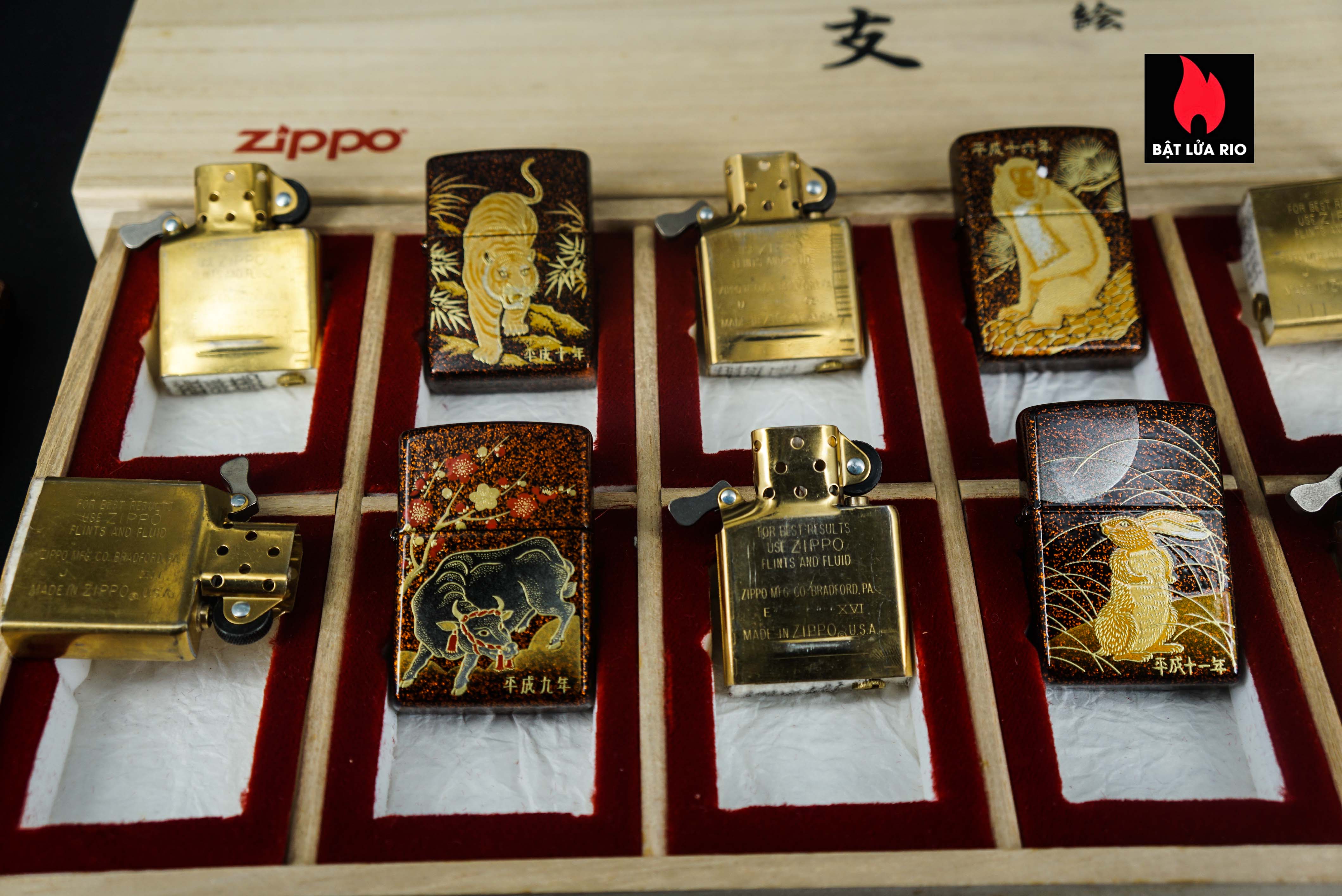 Zippo Set 1999-2006 – Japan Zodiac Set – 12 Con Giáp Châu Á – Nashiji-nuri Sơn Mài Makie Thủ Công Truyền Thống Nhật Bản 8