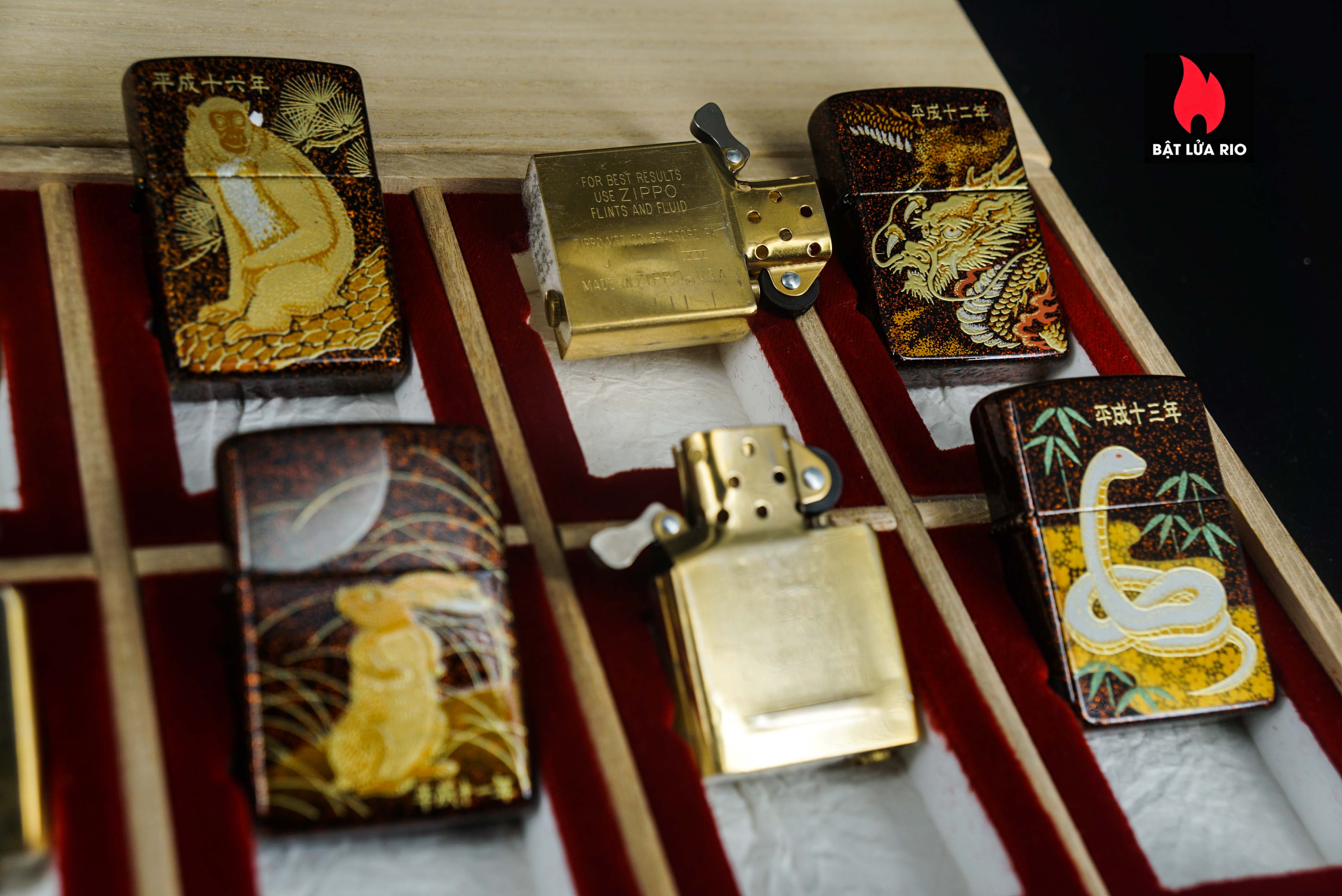 Zippo Set 1999-2006 – Japan Zodiac Set – 12 Con Giáp Châu Á – Nashiji-nuri Sơn Mài Makie Thủ Công Truyền Thống Nhật Bản 9