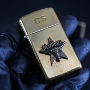 Zippo Slim La Mã 1991 – Đồng Nguyên Khối – Marlboro Longhorns – CS 11