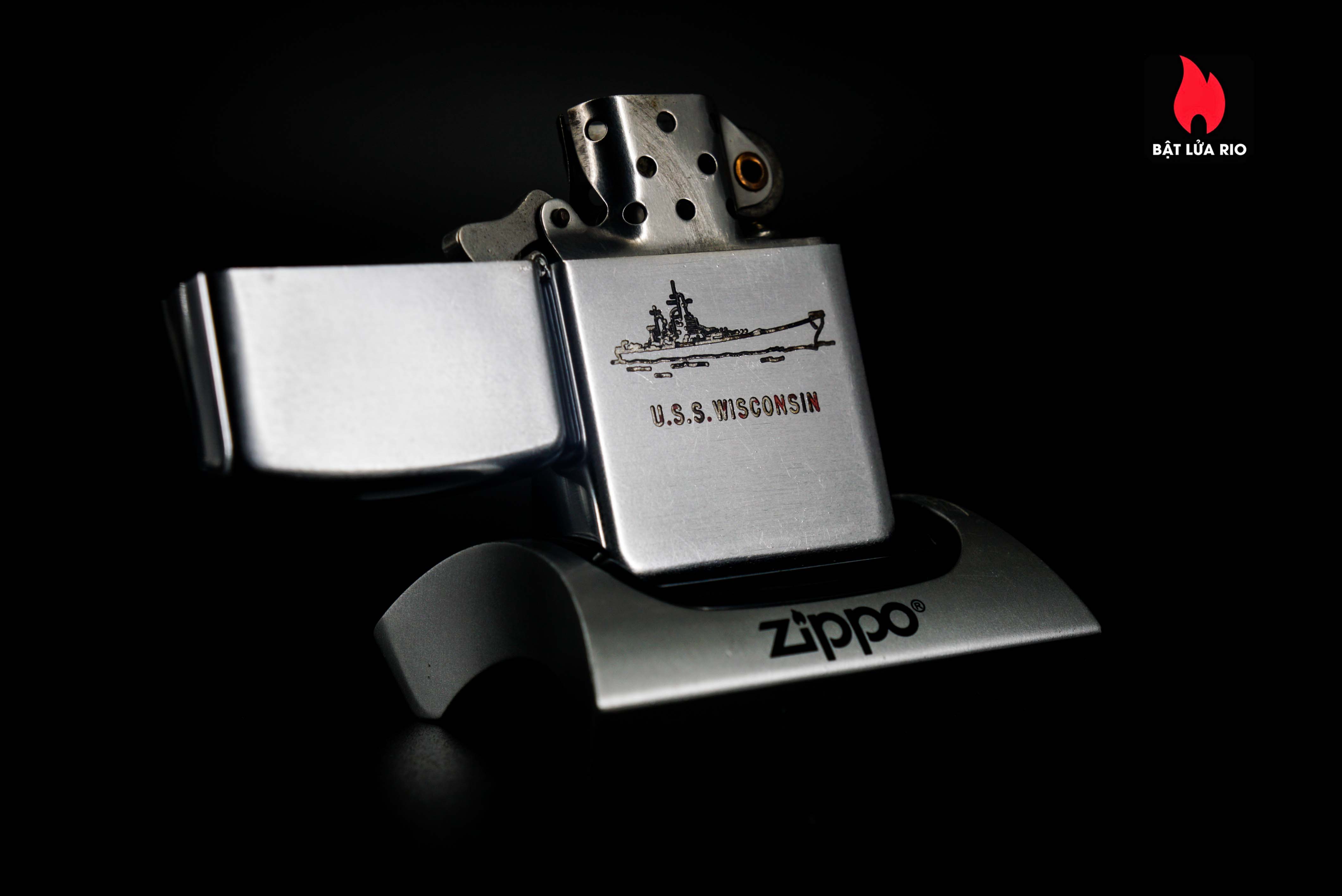 Zippo Xưa 1953 – 1954 – Full Stamp – Uss Wisconsin