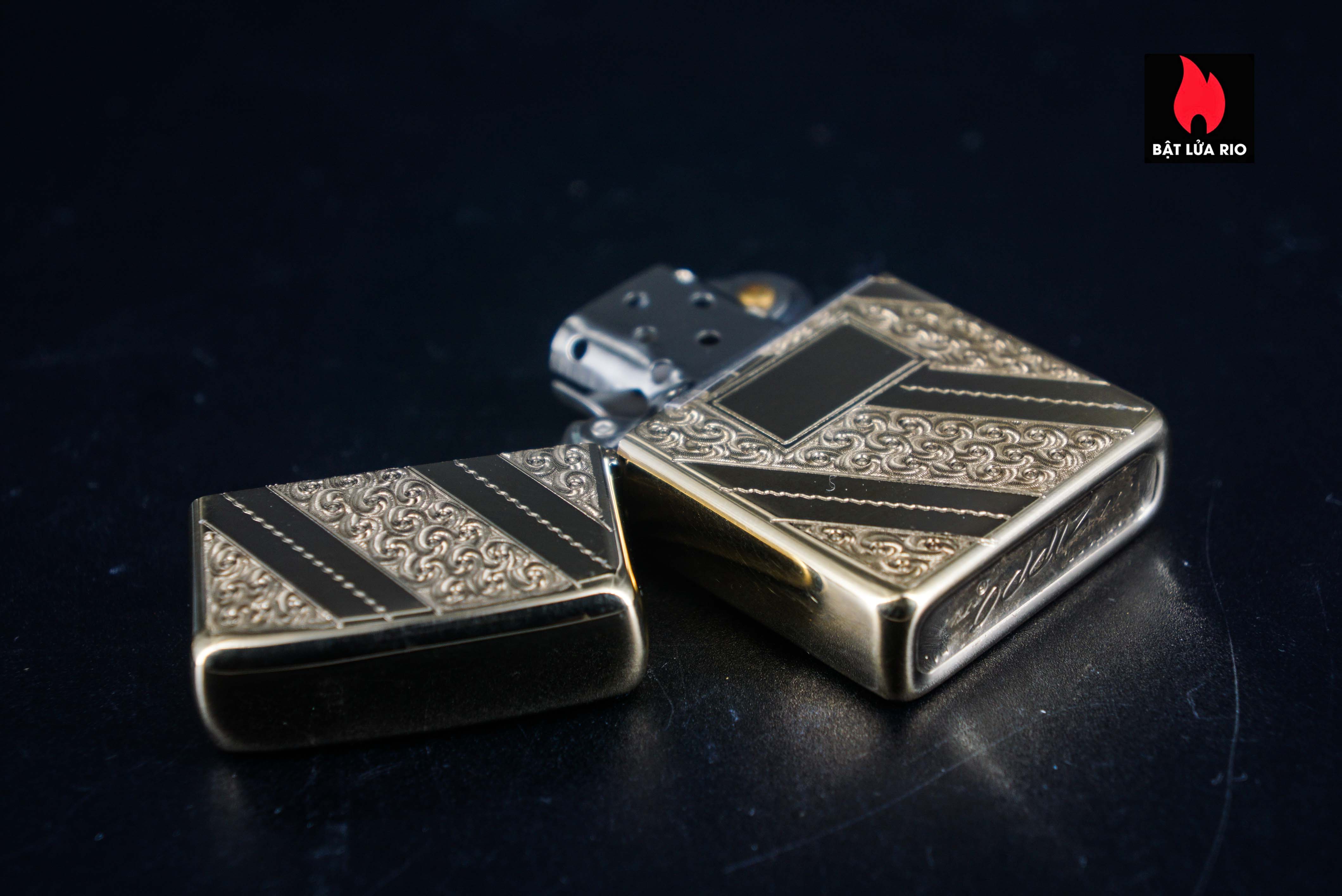 Zippo Xưa 1976 – Gold Plate Golden Elegance – Diagonal Swirl 13