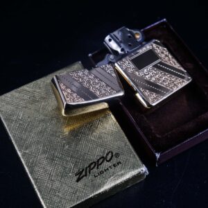 Zippo Xưa 1976 – Gold Plate Golden Elegance – Diagonal Swirl 24