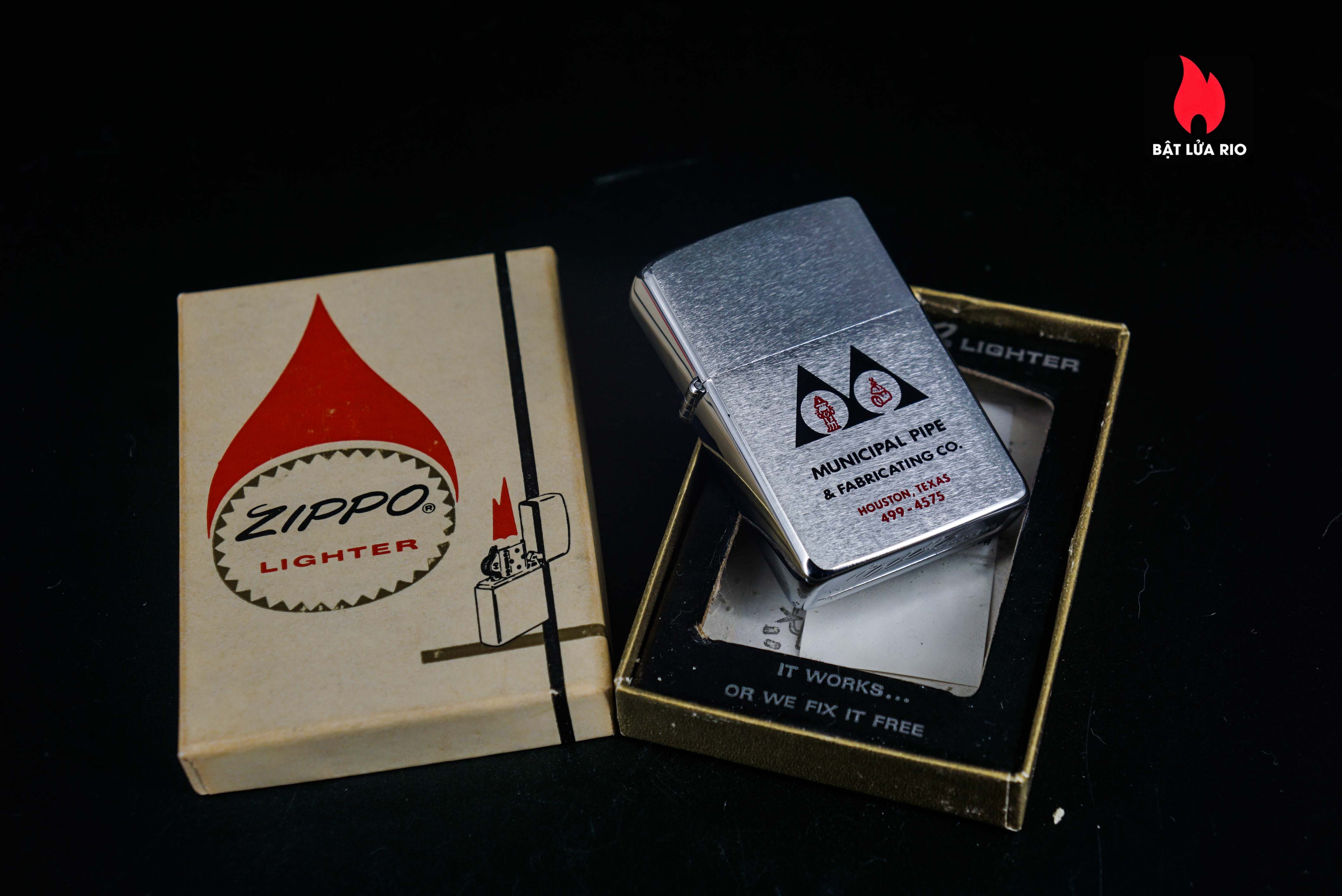 Zippo Xưa 1979 – Brushed Chrome – Municipal Pipe & Fabricating 18