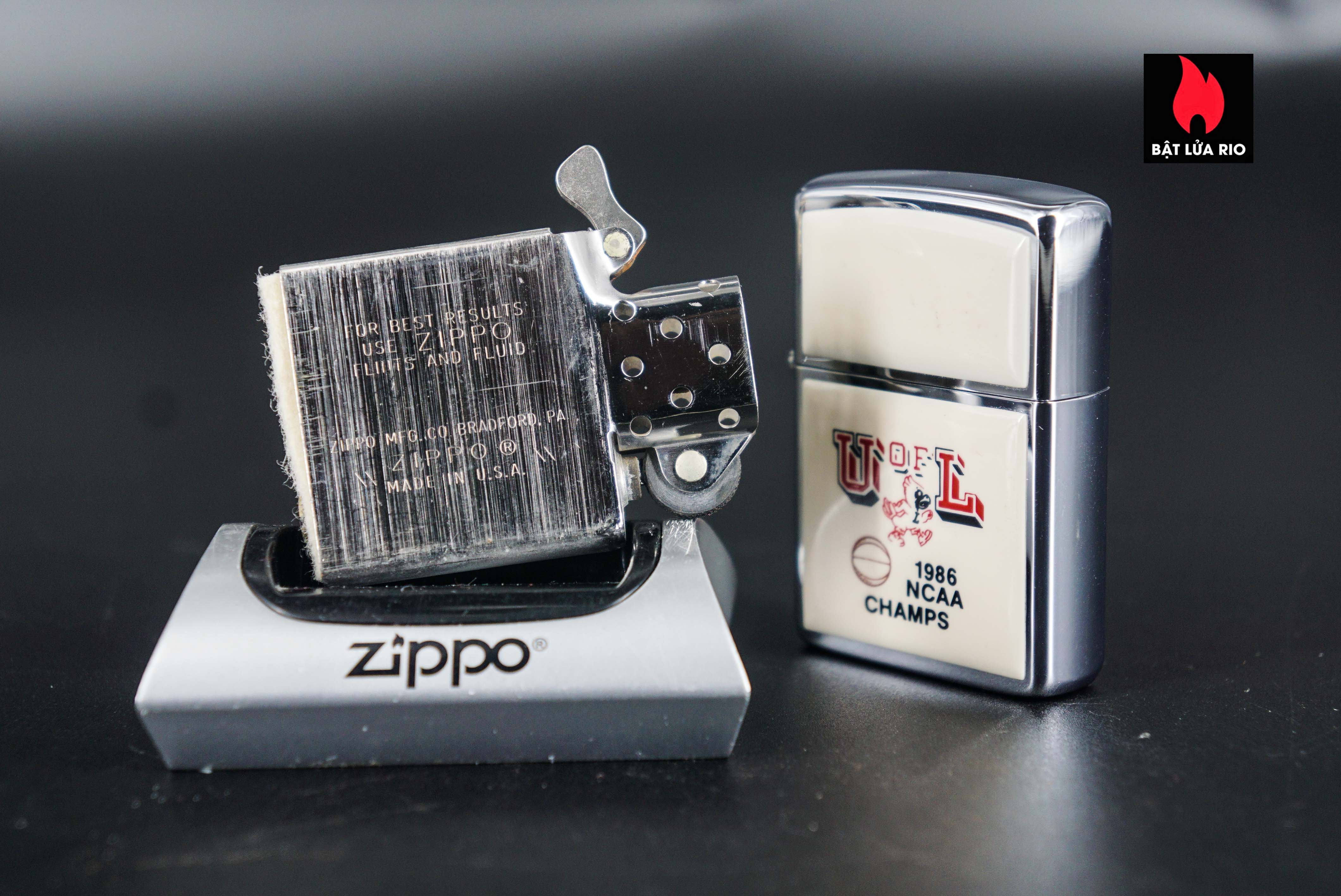 Zippo Xưa 1985 – Zippo Ultralite – U OF L NACC Champs 13