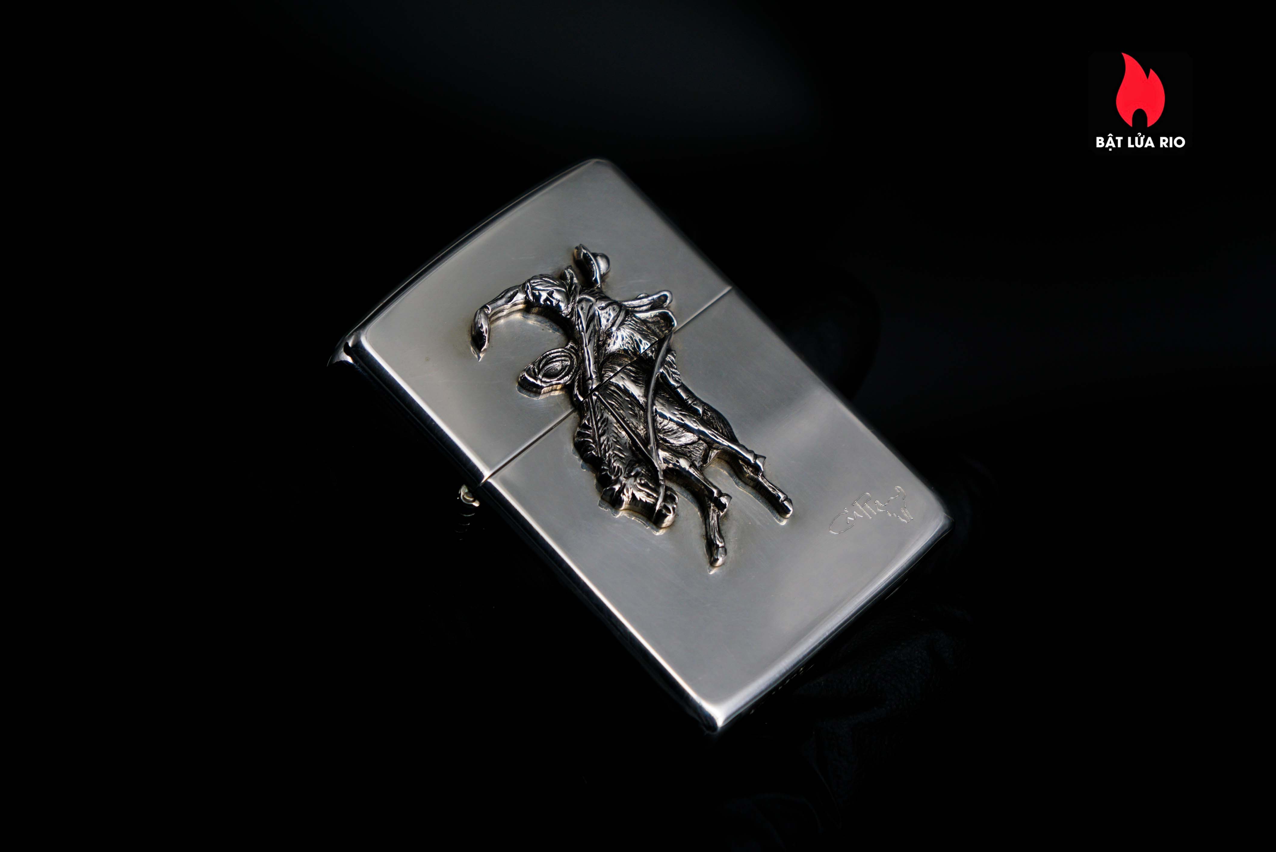 Zippo 1990 – Zippo Bạc Khối – Sterling Silver – Rodeo Marlboro Limited 500/3000 1