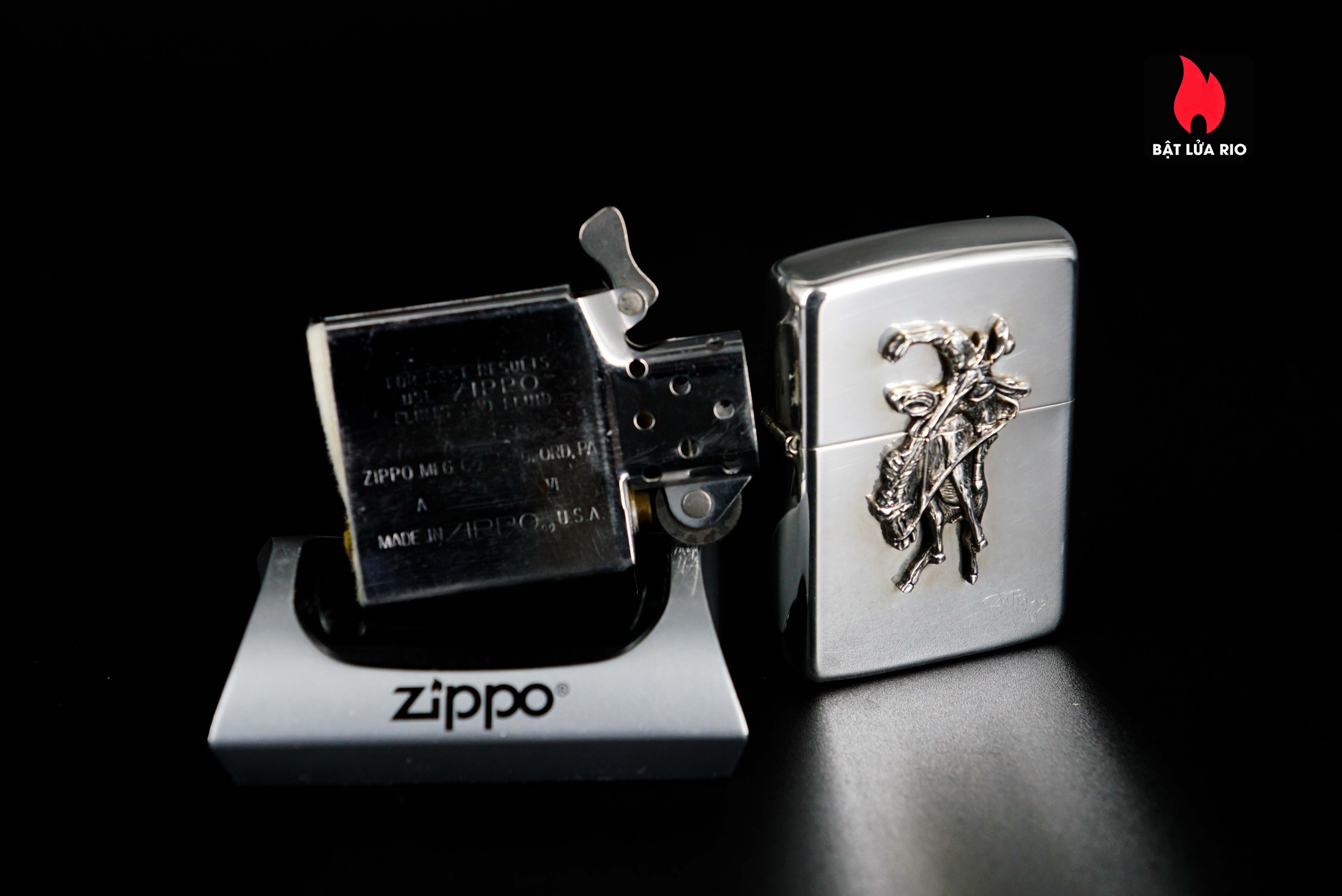 Zippo 1990 – Zippo Bạc Khối – Sterling Silver – Rodeo Marlboro Limited 500/3000 14