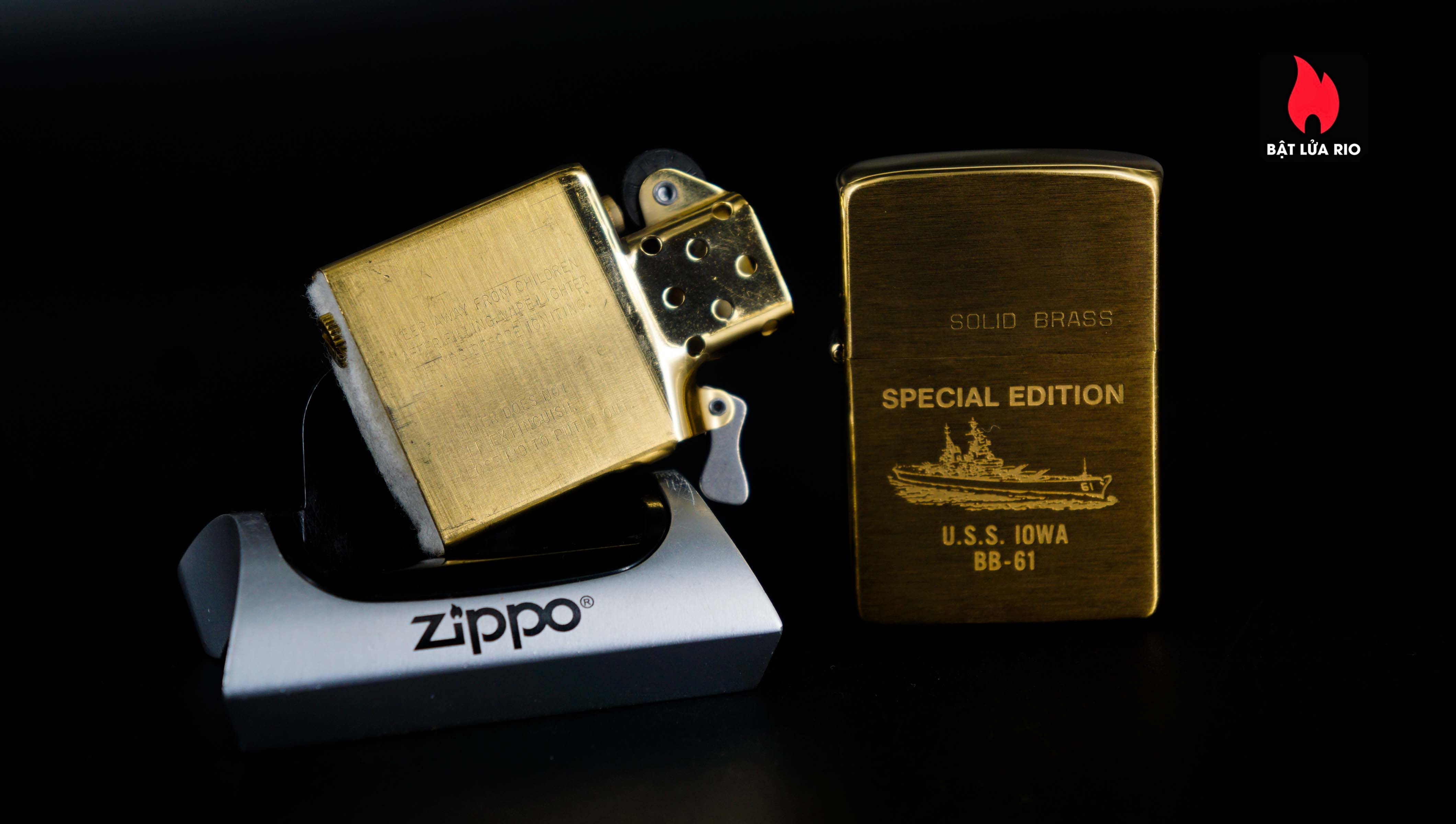 Zippo Chu Niên 1932-1984 – Đồng Nguyên Khối – Solid Brass – USS IOWA BB-61 1