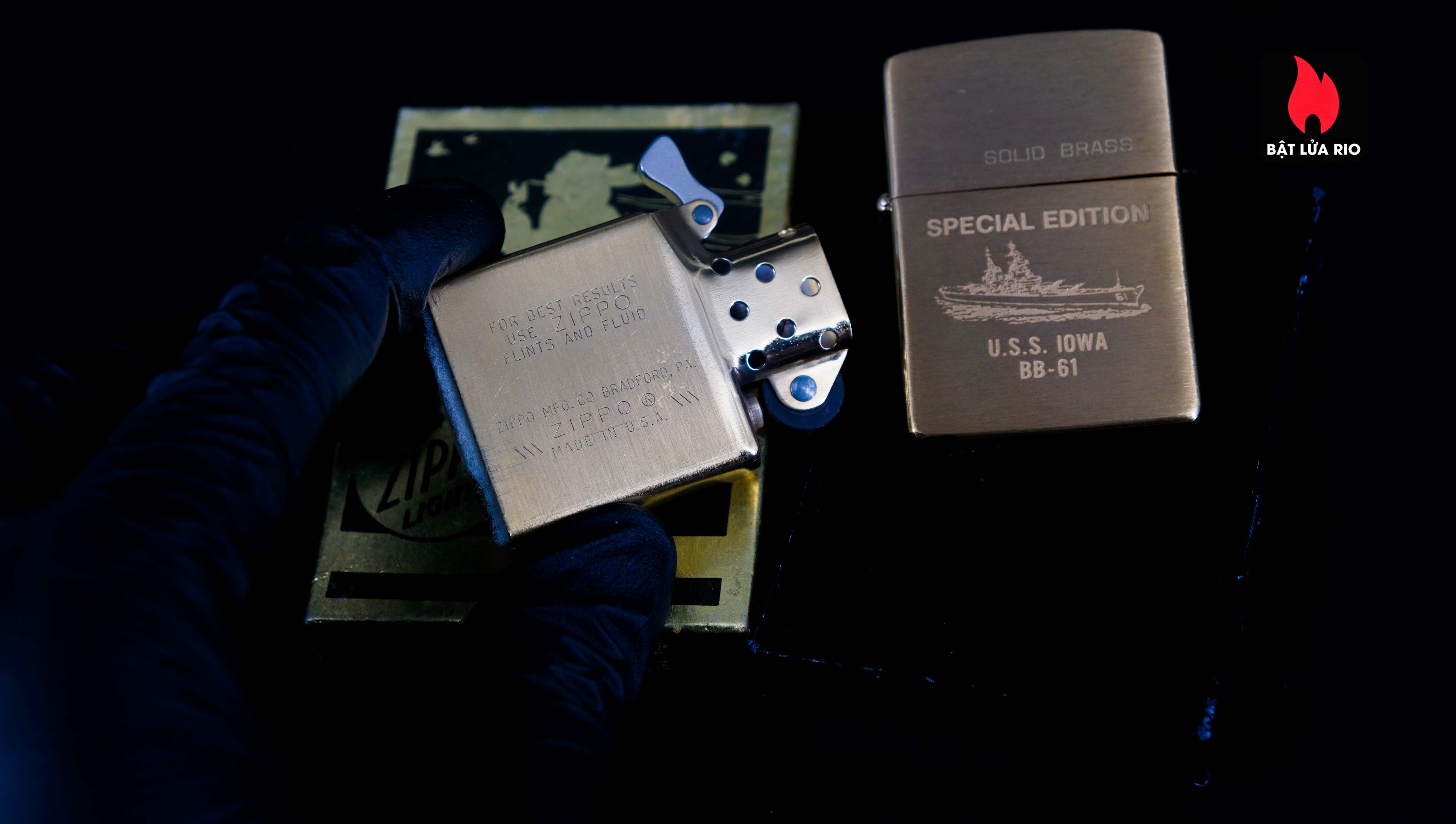 Zippo Chu Niên 1932-1984 – Đồng Nguyên Khối – Solid Brass – USS IOWA BB-61 11