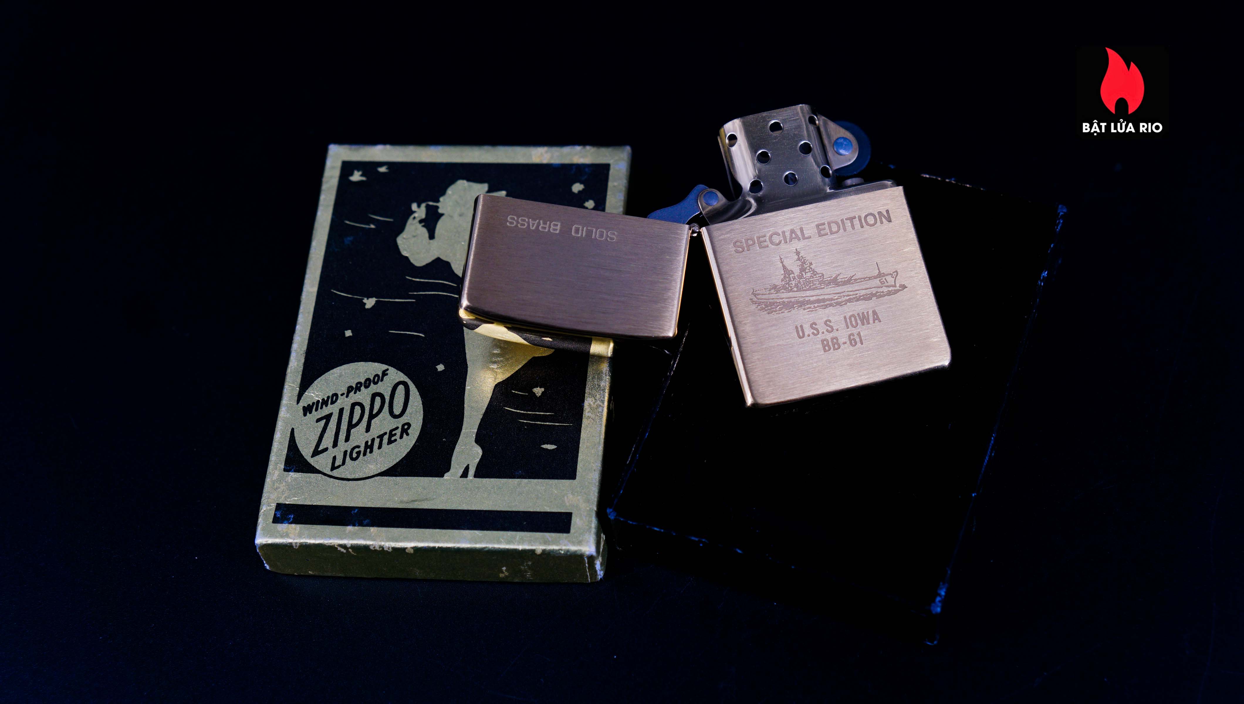 Zippo Chu Niên 1932-1984 – Đồng Nguyên Khối – Solid Brass – USS IOWA BB-61 12
