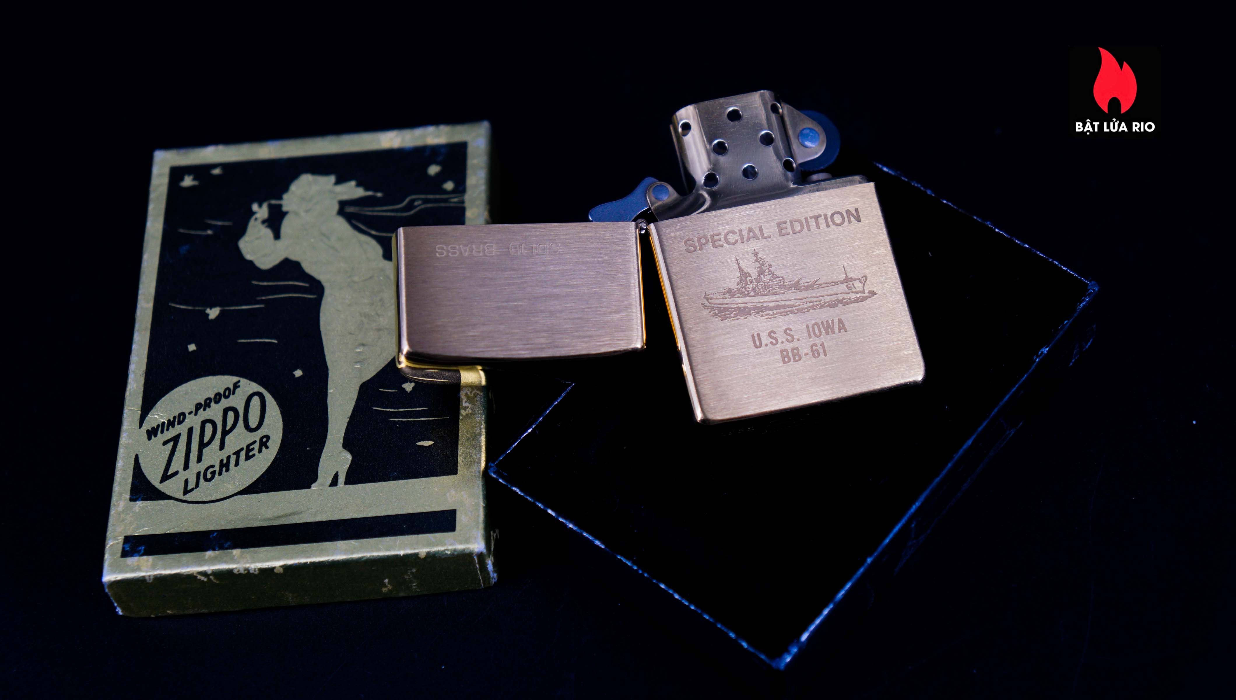 Zippo Chu Niên 1932-1984 – Đồng Nguyên Khối – Solid Brass – USS IOWA BB-61 14