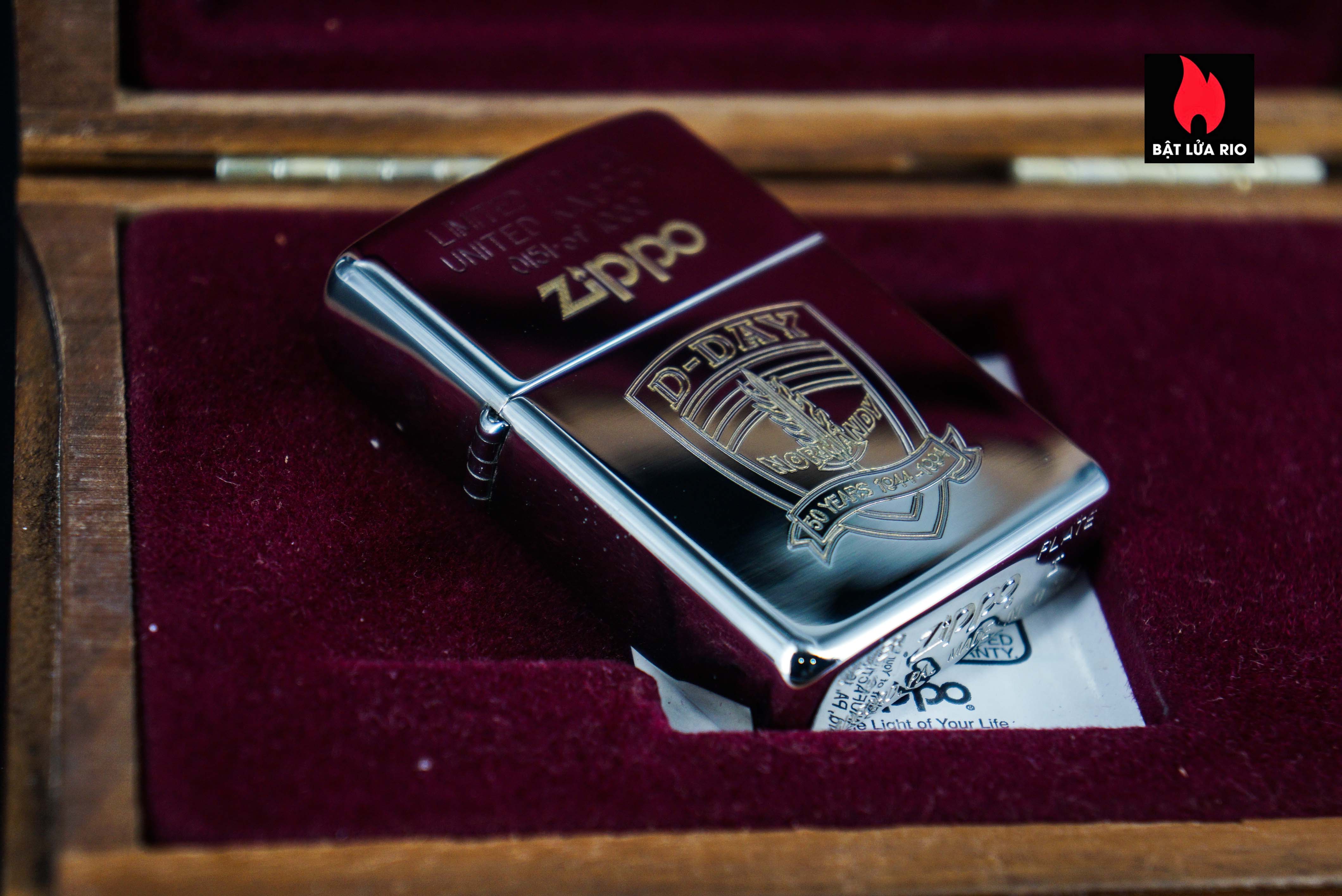 Zippo La Mã 1994 – D-Day United KingDom – Silver Plate – Limited 0151 Of 1000 – Normandy 50 Years 1944-1994