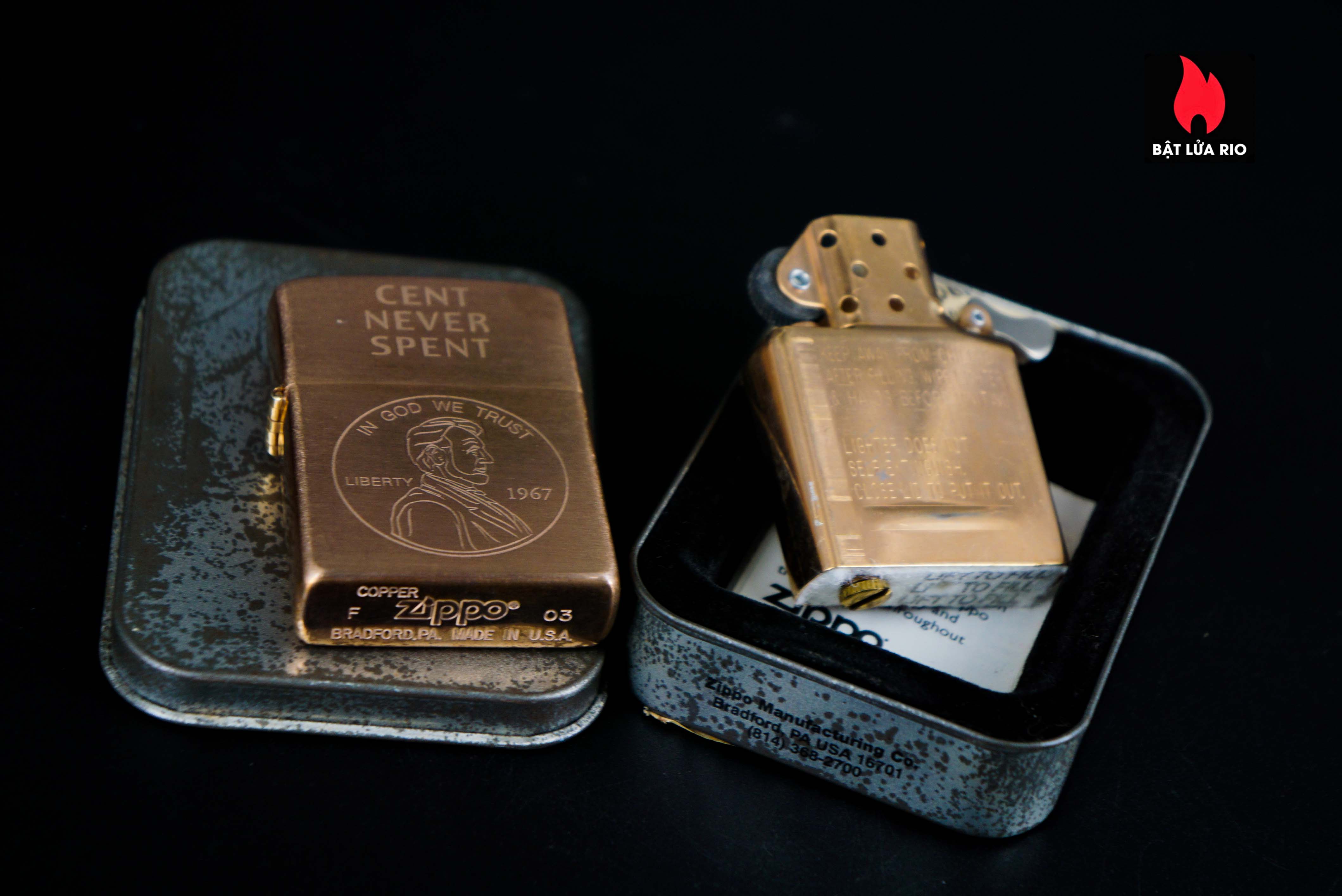 Zippo Solid Copper 2003 – Cent Never Spent – Đồng Đỏ 2003 43 Zippo Solid Copper 2003 – Cent Never Spent – Đồng Đỏ 2003 13