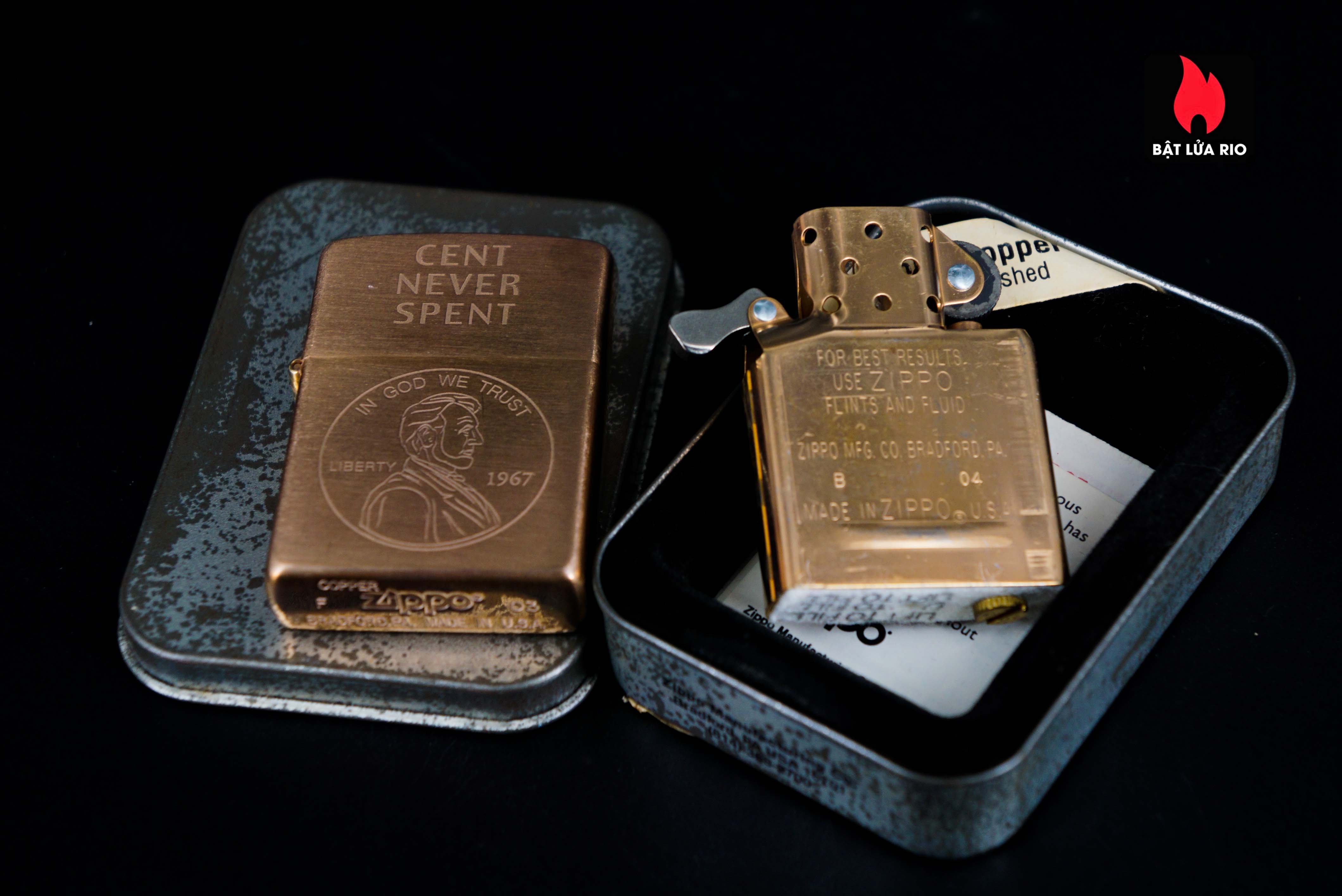 Zippo Solid Copper 2003 – Cent Never Spent – Đồng Đỏ 2003 42 Zippo Solid Copper 2003 – Cent Never Spent – Đồng Đỏ 2003 14