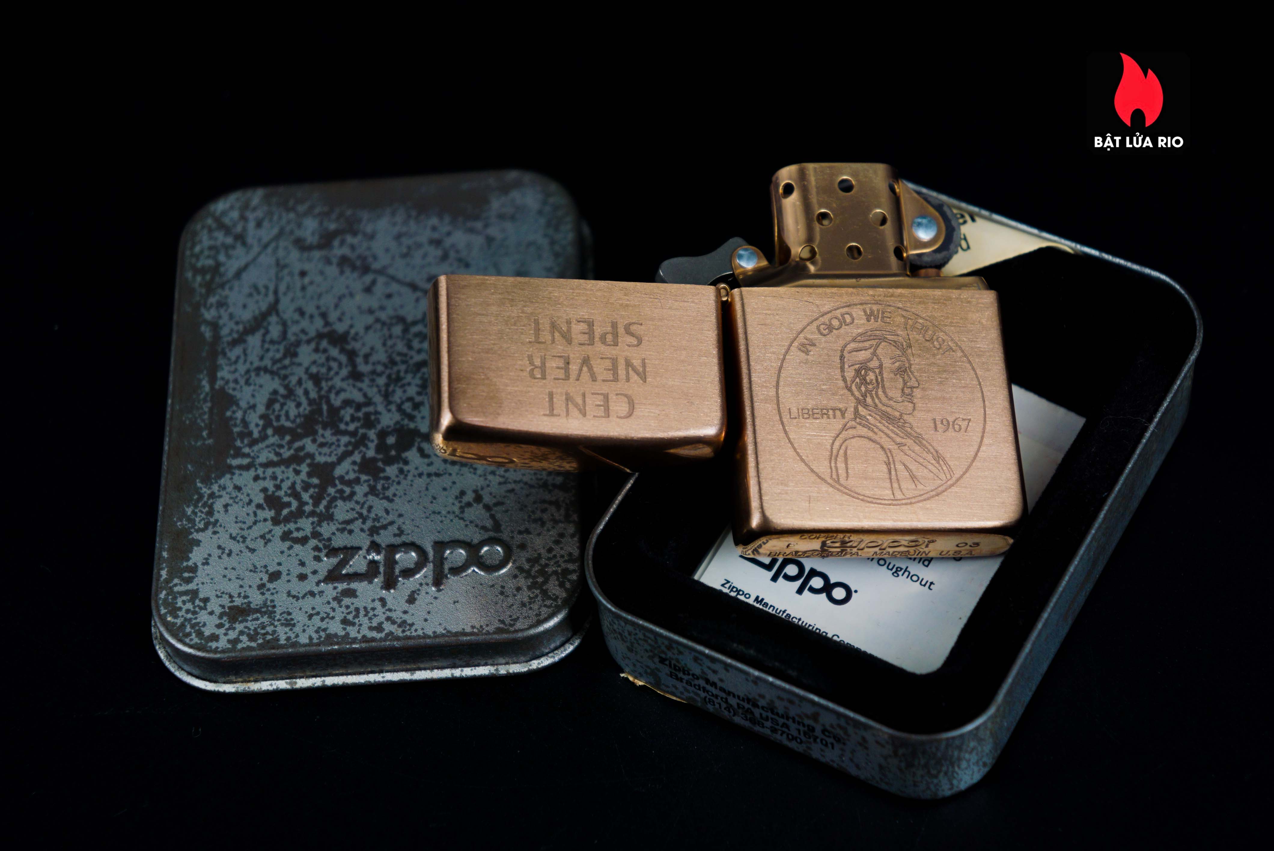 Zippo Solid Copper 2003 – Cent Never Spent – Đồng Đỏ 2003 39 Zippo Solid Copper 2003 – Cent Never Spent – Đồng Đỏ 2003 17
